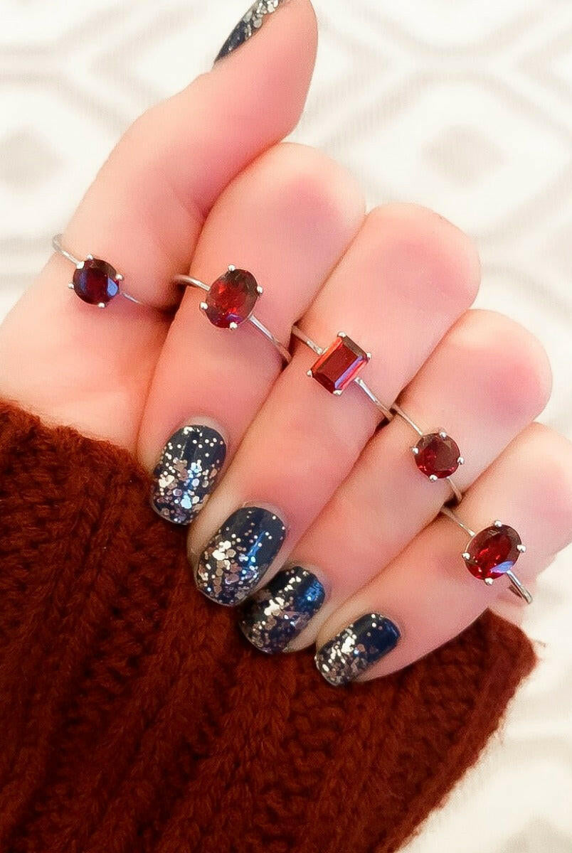 Simple Setting Garnet Ring-Dainty Rings-Krush Kandy, Women's Online Fashion Boutique Located in Phoenix, Arizona (Scottsdale Area)