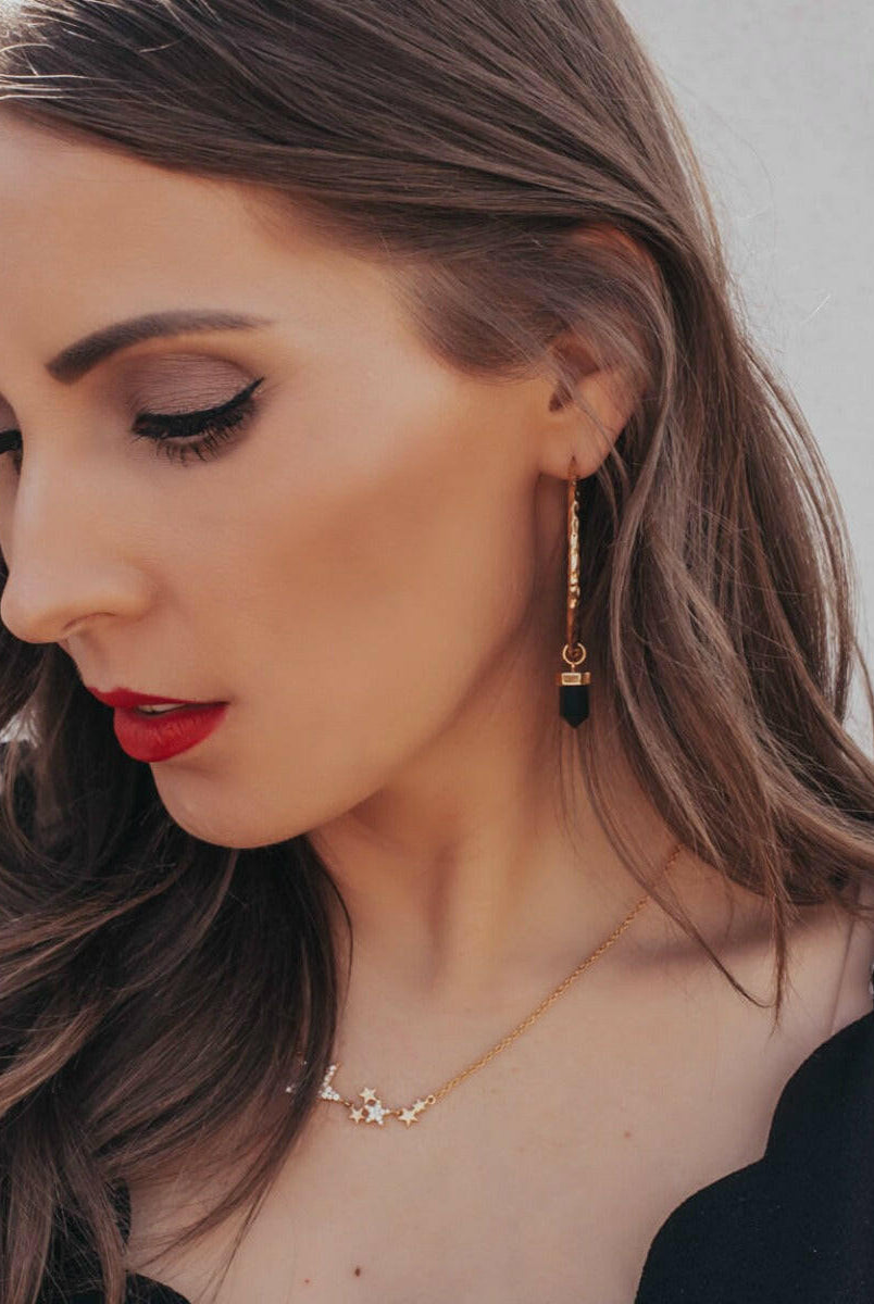 Krush Kouture: Hammered Hoop Earrings with Charm-Hoop Earrings-Krush Kandy, Women's Online Fashion Boutique Located in Phoenix, Arizona (Scottsdale Area)