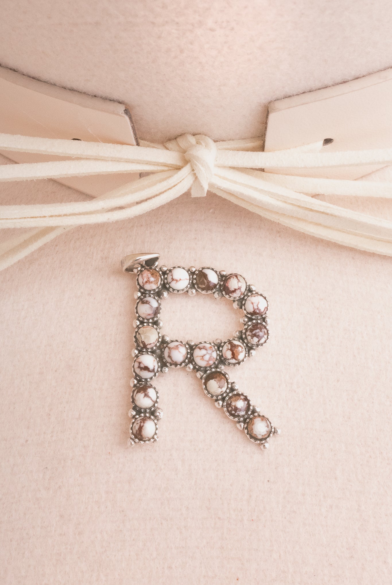 Sign Here Initial Stone Pendant MADE TO ORDER-Squash Blossom Necklaces-Krush Kandy, Women's Online Fashion Boutique Located in Phoenix, Arizona (Scottsdale Area)