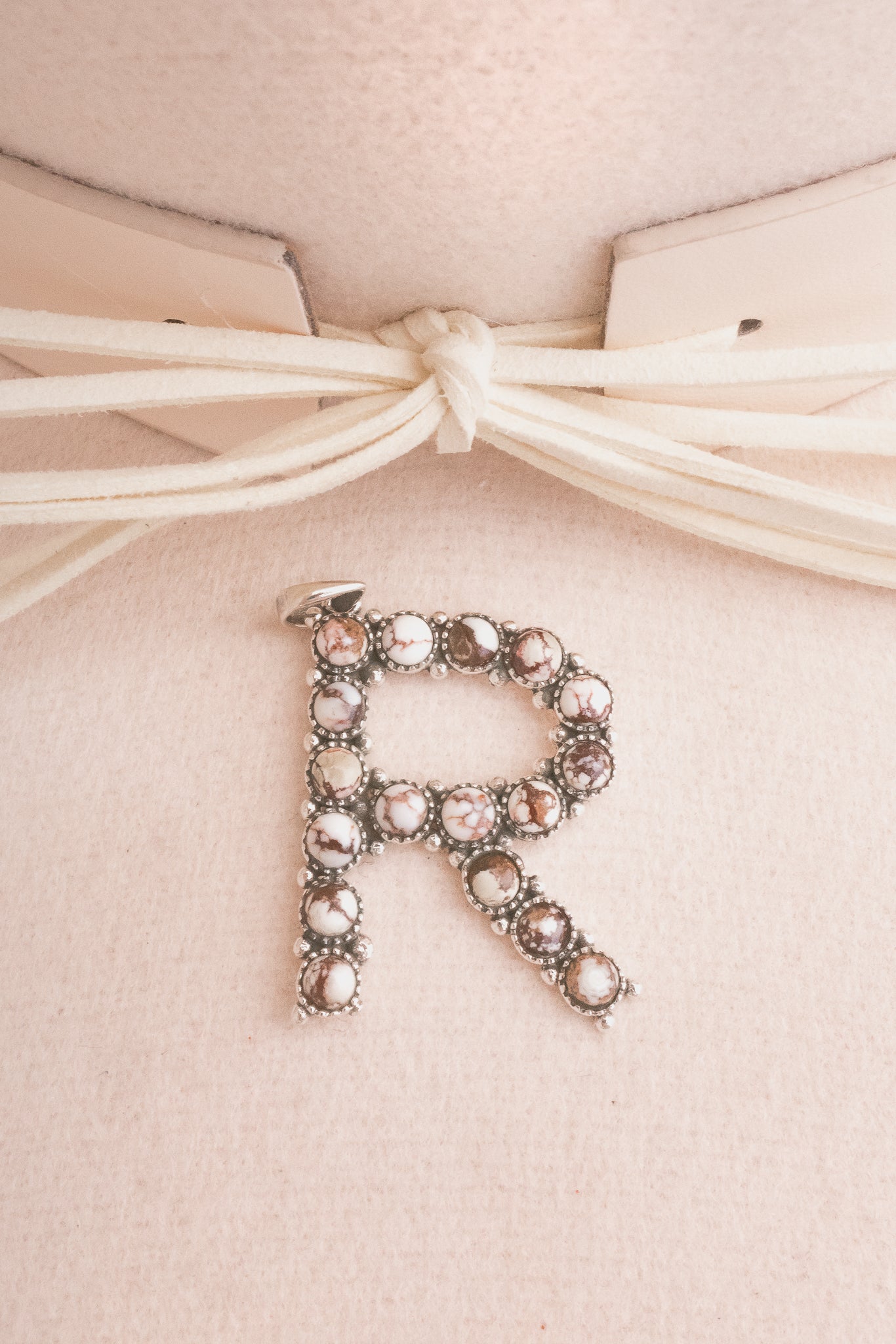 Sign Here Initial Stone Pendant MADE TO ORDER-Squash Blossom Necklaces-Krush Kandy, Women's Online Fashion Boutique Located in Phoenix, Arizona (Scottsdale Area)