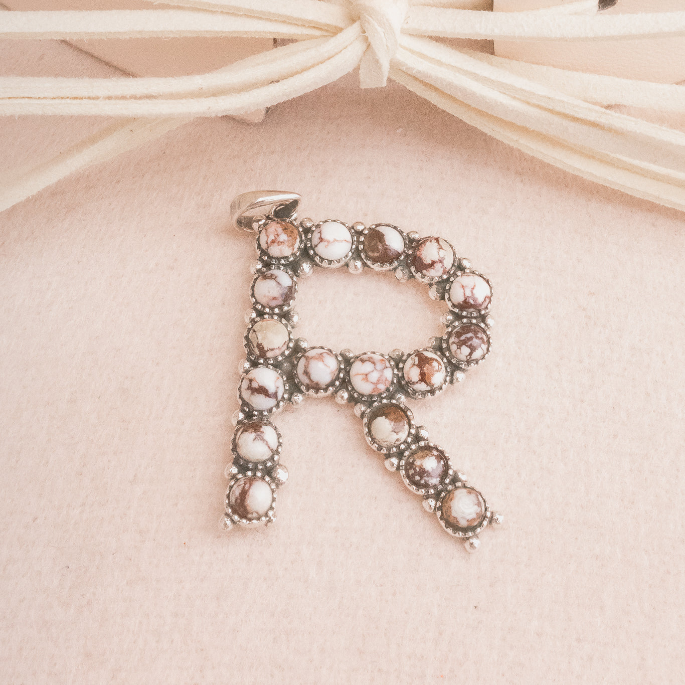 Sign Here Initial Stone Pendant MADE TO ORDER-Squash Blossom Necklaces-Krush Kandy, Women's Online Fashion Boutique Located in Phoenix, Arizona (Scottsdale Area)