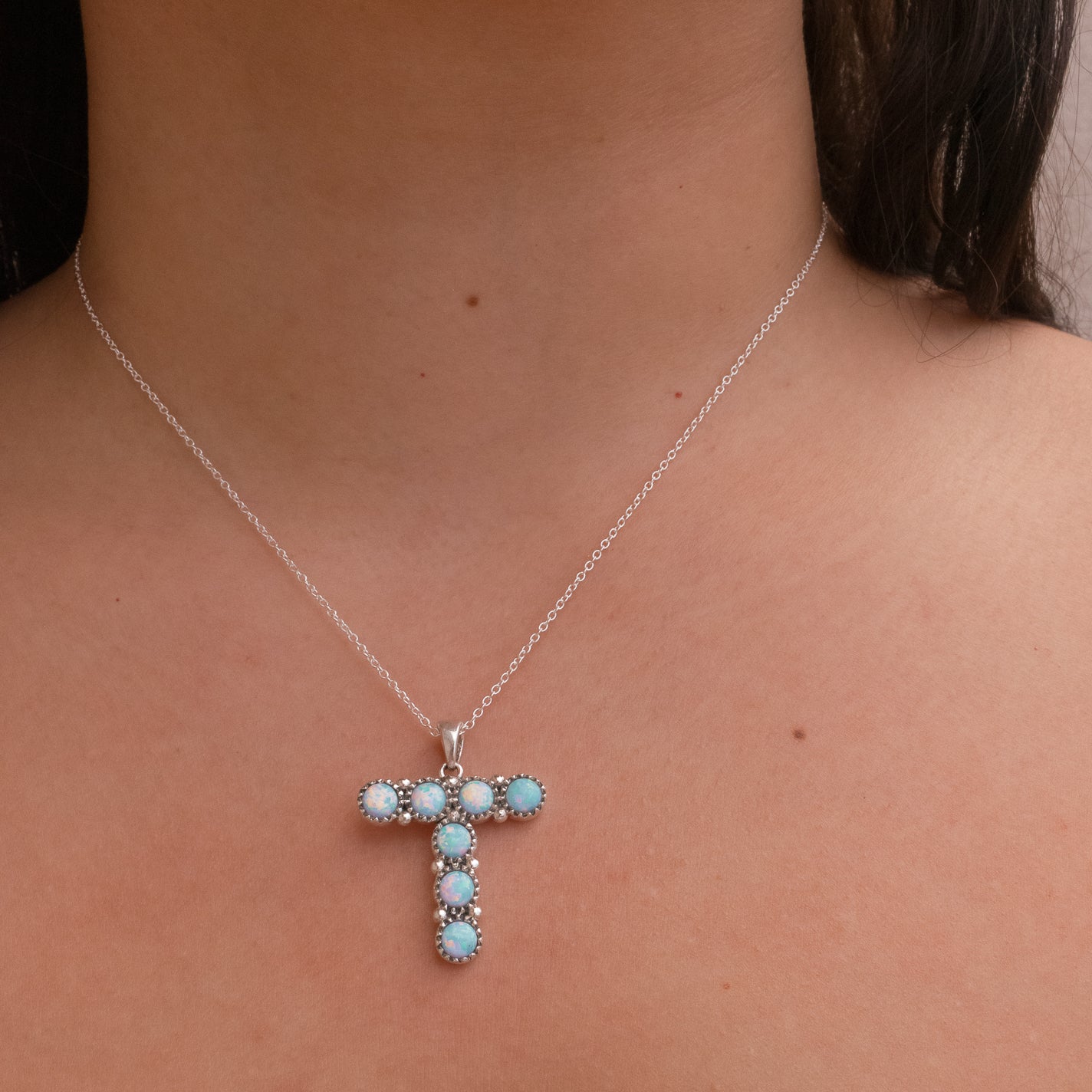 Sign Here Initial Stone Pendant MADE TO ORDER-Squash Blossom Necklaces-Krush Kandy, Women's Online Fashion Boutique Located in Phoenix, Arizona (Scottsdale Area)