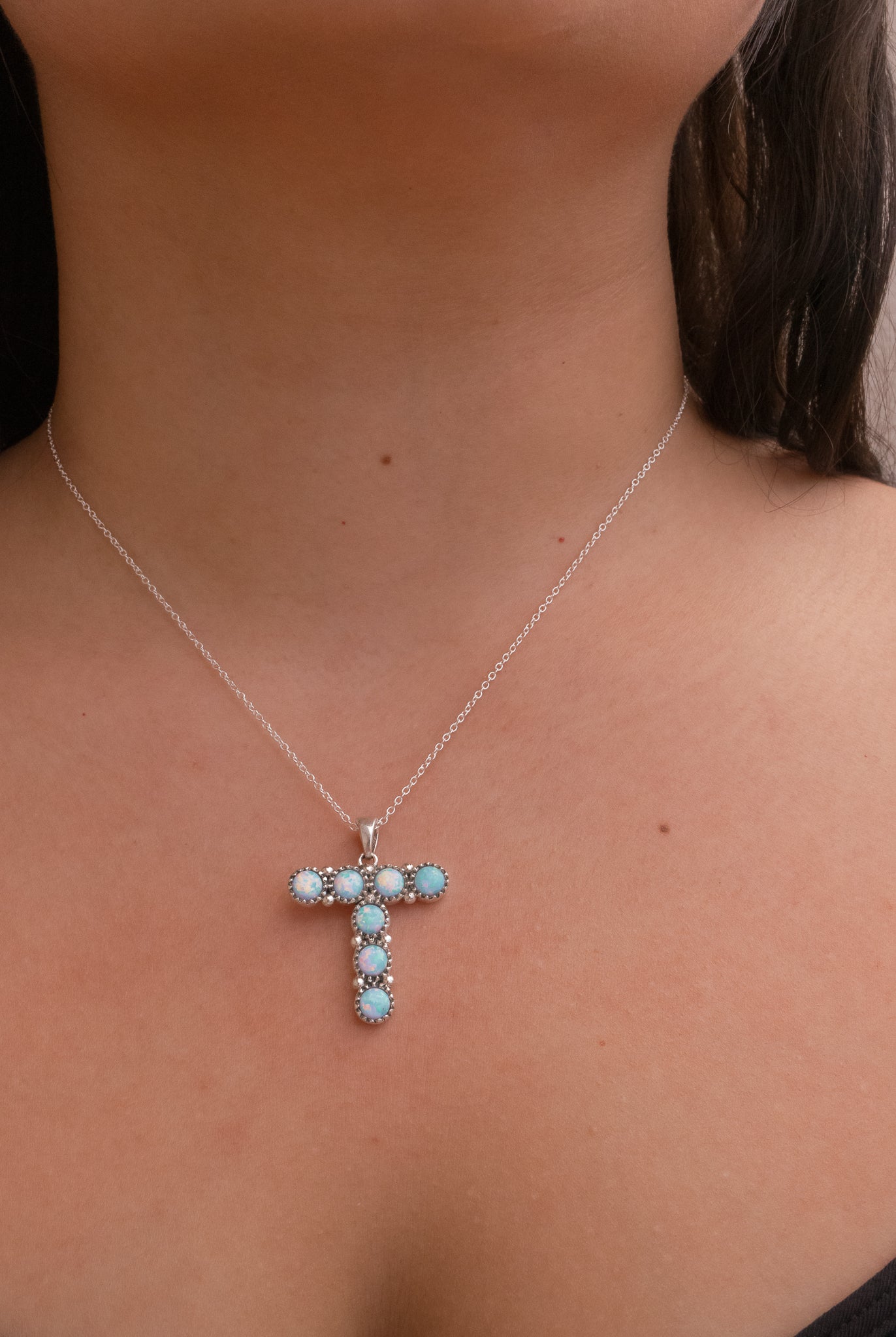 Sign Here Initial Stone Pendant MADE TO ORDER-Squash Blossom Necklaces-Krush Kandy, Women's Online Fashion Boutique Located in Phoenix, Arizona (Scottsdale Area)