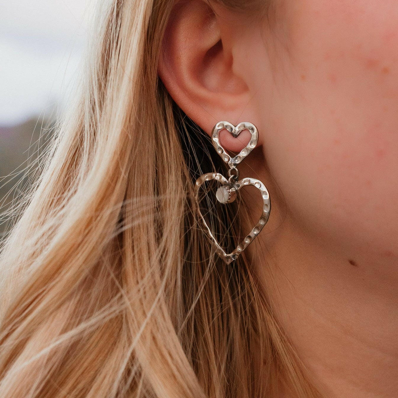 Double The Love Heart Stone Earrings-Drop Earrings-Krush Kandy, Women's Online Fashion Boutique Located in Phoenix, Arizona (Scottsdale Area)