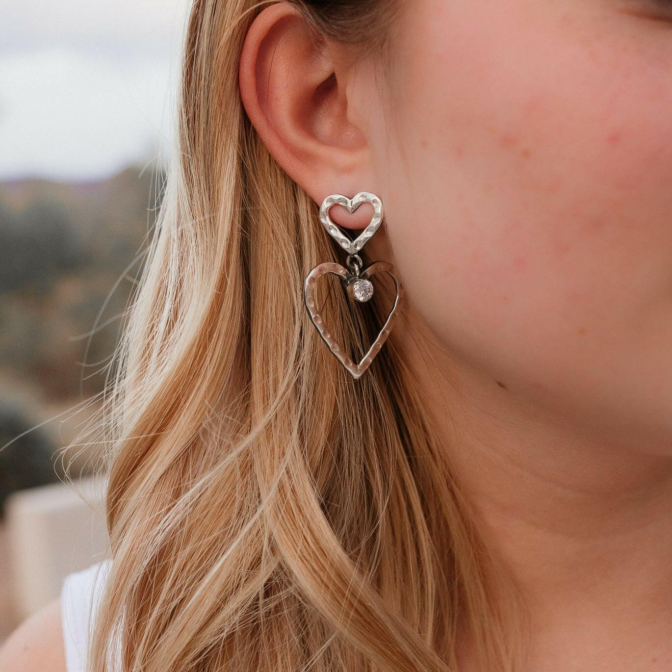 Double The Love Heart Stone Earrings-Drop Earrings-Krush Kandy, Women's Online Fashion Boutique Located in Phoenix, Arizona (Scottsdale Area)