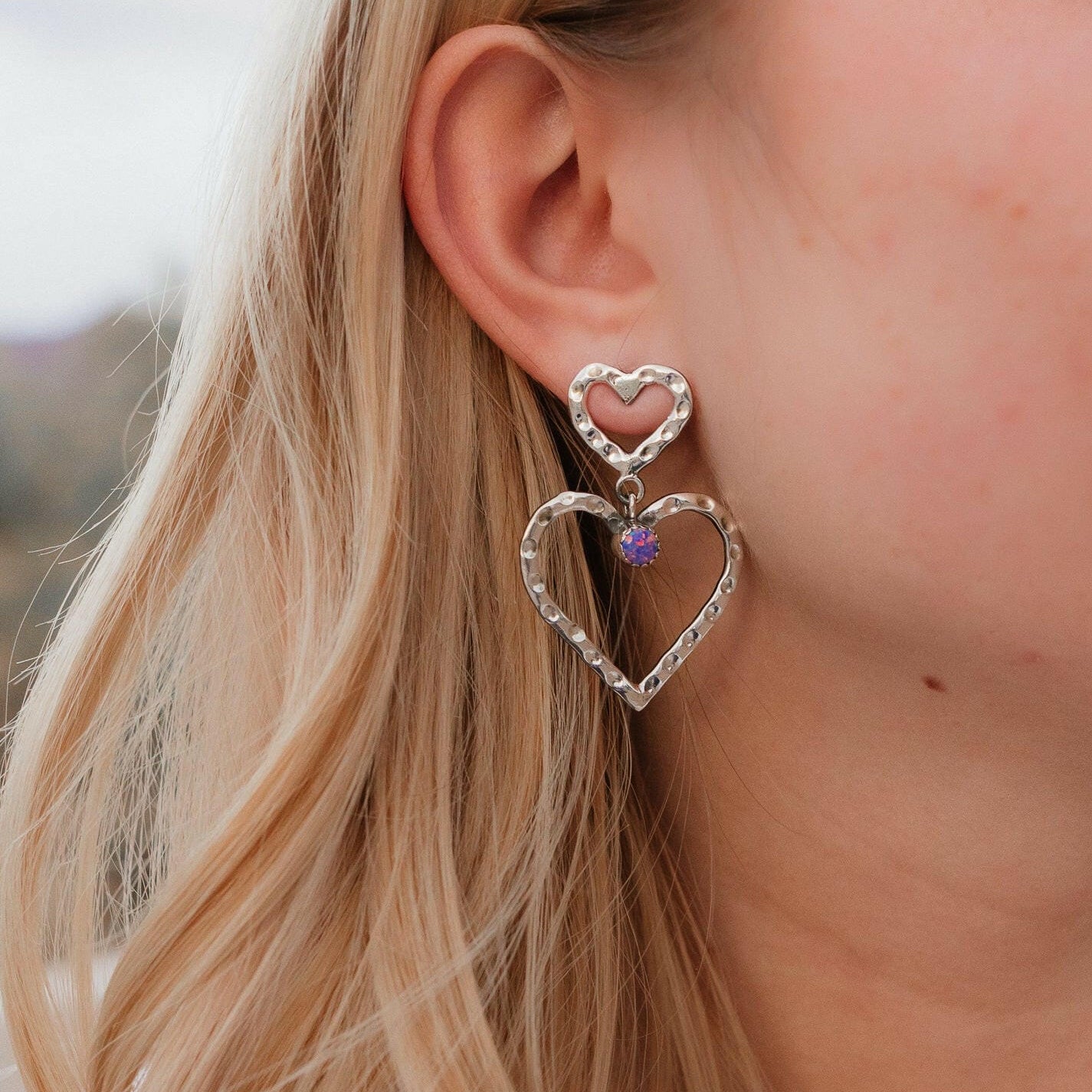 Double The Love Heart Stone Earrings-Drop Earrings-Krush Kandy, Women's Online Fashion Boutique Located in Phoenix, Arizona (Scottsdale Area)