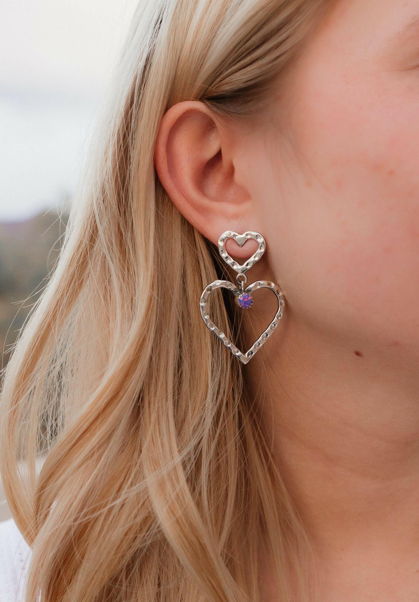 Double The Love Heart Stone Earrings-Drop Earrings-Krush Kandy, Women's Online Fashion Boutique Located in Phoenix, Arizona (Scottsdale Area)