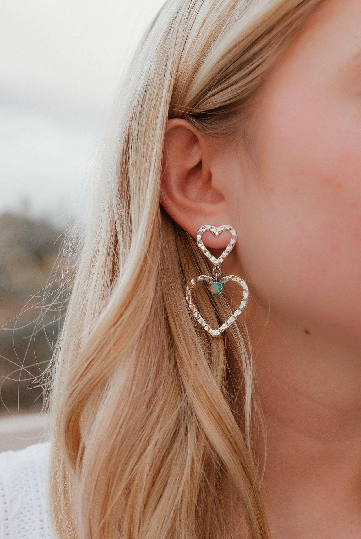 Double The Love Heart Stone Earrings-Drop Earrings-Krush Kandy, Women's Online Fashion Boutique Located in Phoenix, Arizona (Scottsdale Area)