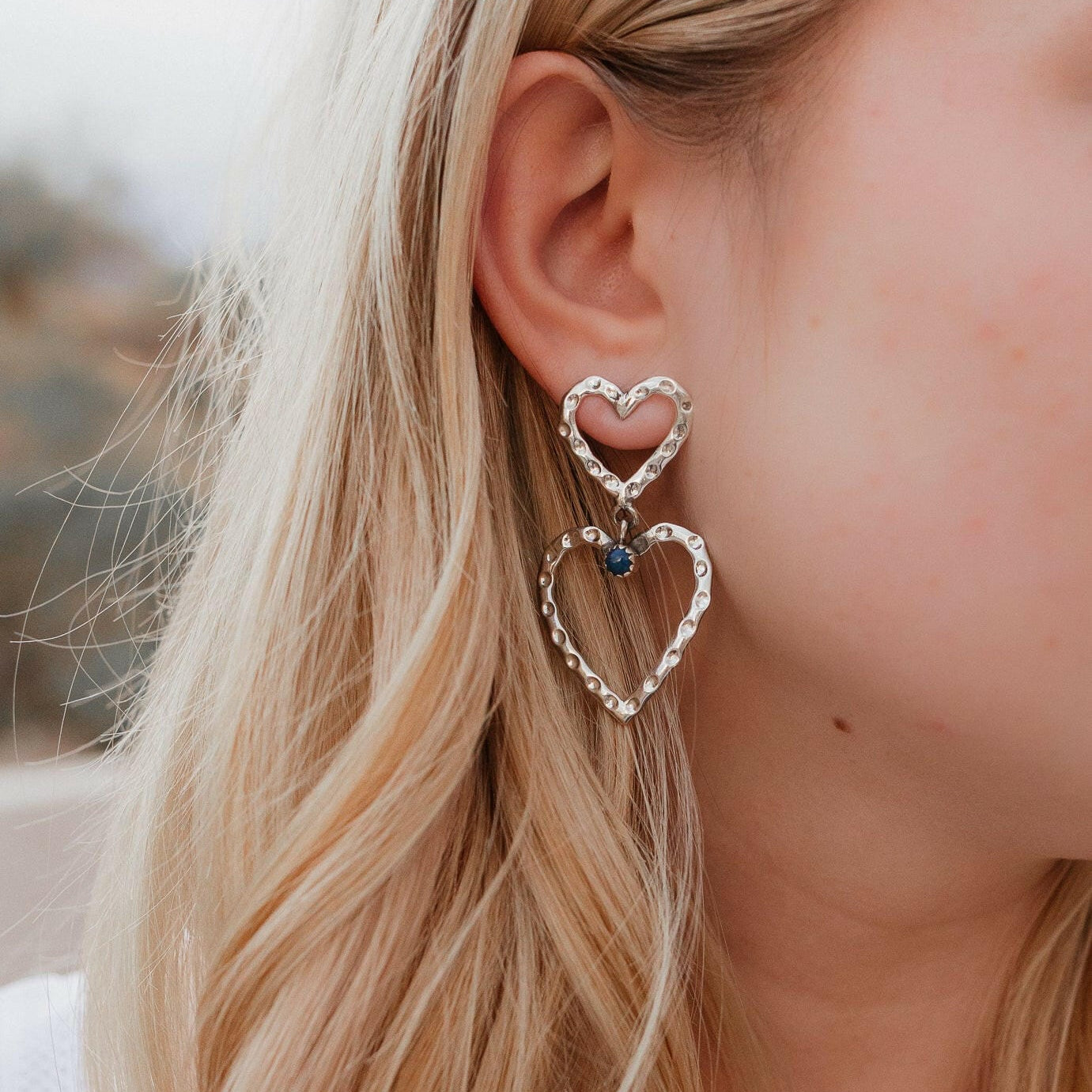 Double The Love Heart Stone Earrings-Drop Earrings-Krush Kandy, Women's Online Fashion Boutique Located in Phoenix, Arizona (Scottsdale Area)