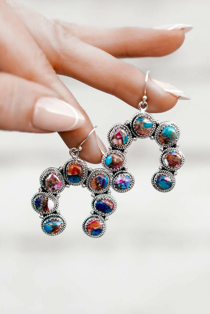 Wild About You Horseshoe Stone Earrings-Drop Earrings-Krush Kandy, Women's Online Fashion Boutique Located in Phoenix, Arizona (Scottsdale Area)