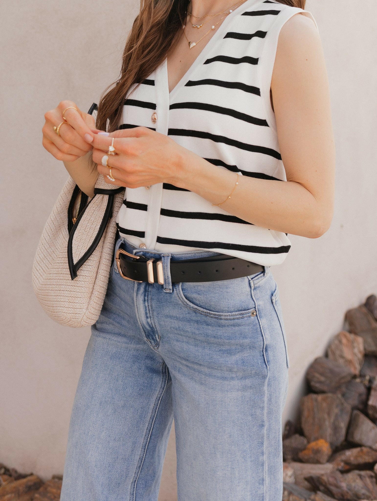 Elevated Stripe Button Down Tank Top-Tanks-Krush Kandy, Women's Online Fashion Boutique Located in Phoenix, Arizona (Scottsdale Area)