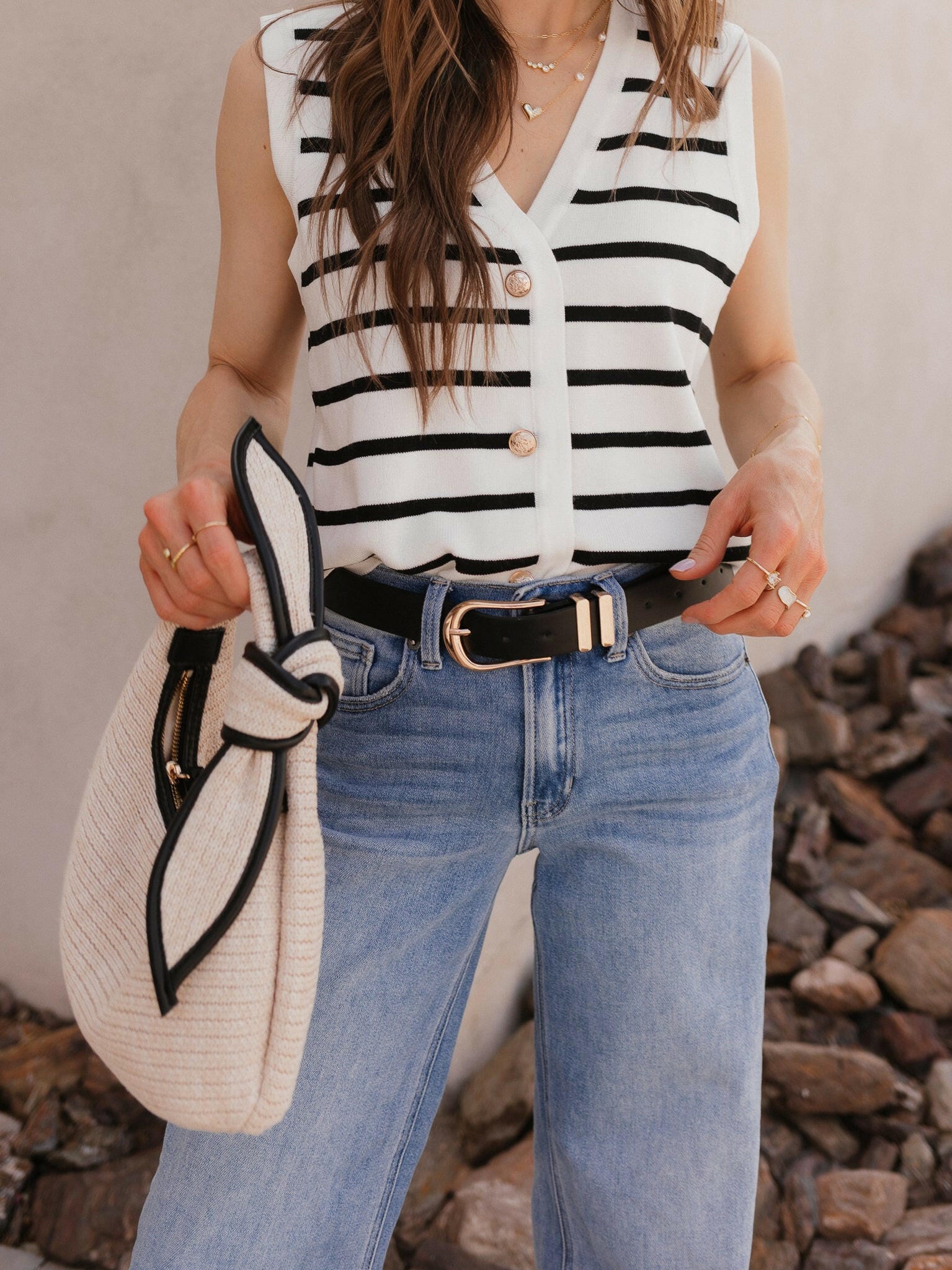 Elevated Stripe Button Down Tank Top-Tanks-Krush Kandy, Women's Online Fashion Boutique Located in Phoenix, Arizona (Scottsdale Area)