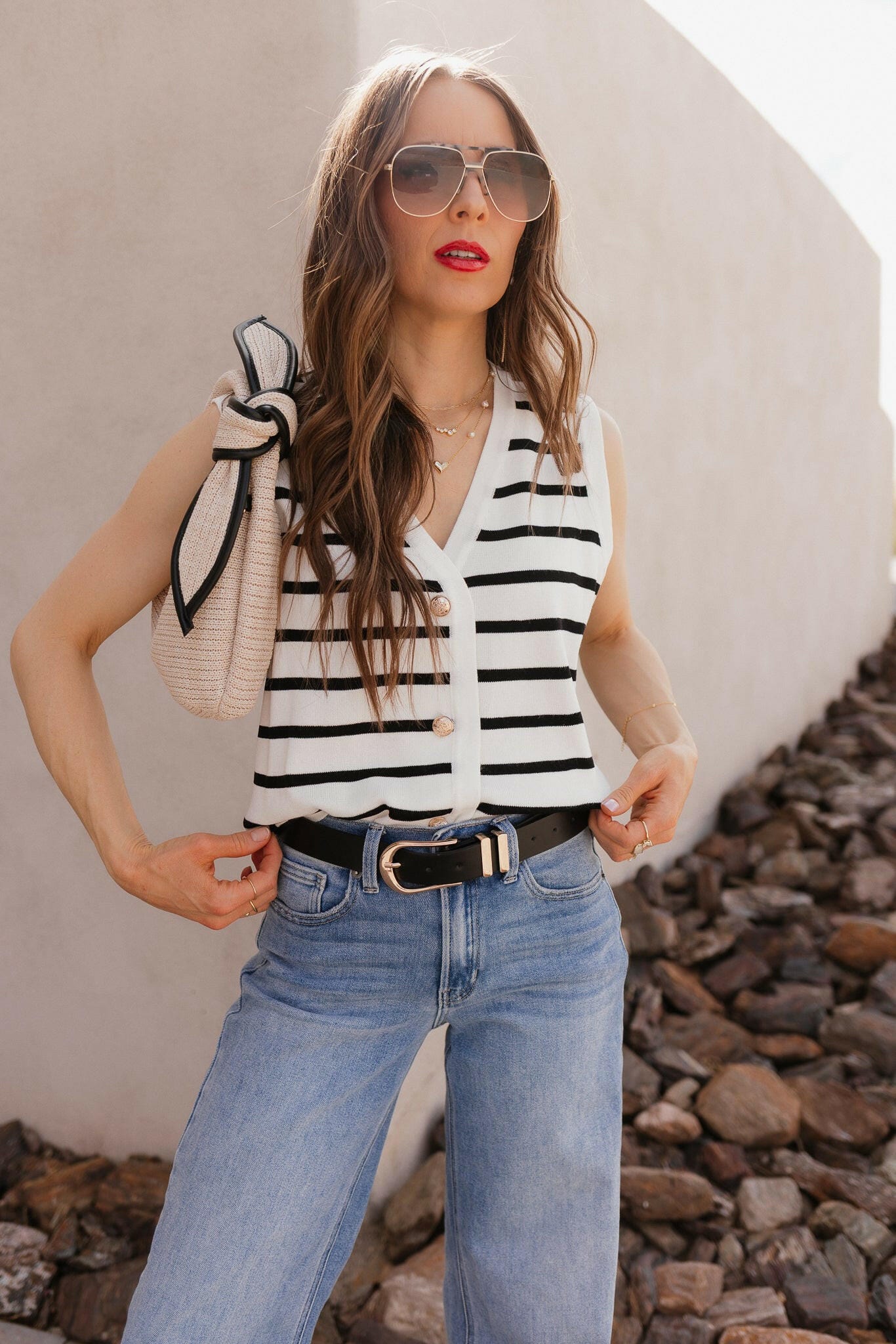 Elevated Stripe Button Down Tank Top-Tanks-Krush Kandy, Women's Online Fashion Boutique Located in Phoenix, Arizona (Scottsdale Area)