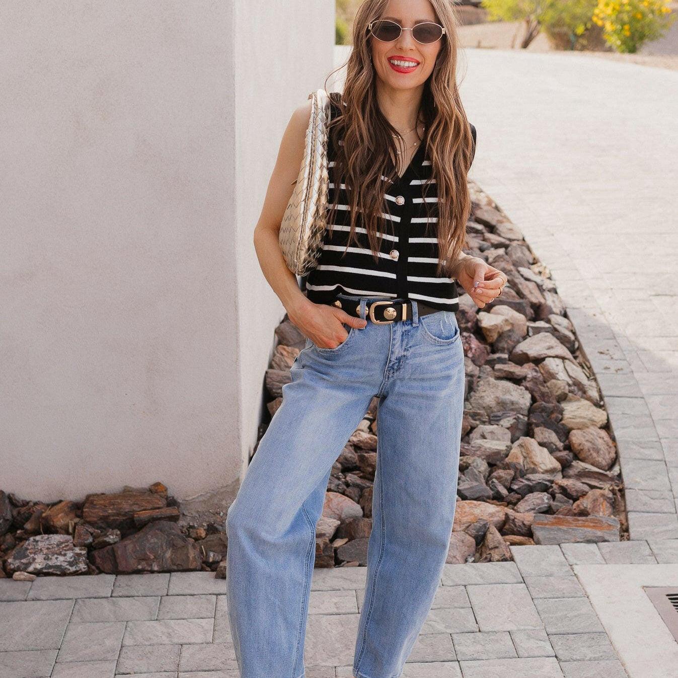 Elevated Stripe Button Down Tank Top-Tanks-Krush Kandy, Women's Online Fashion Boutique Located in Phoenix, Arizona (Scottsdale Area)