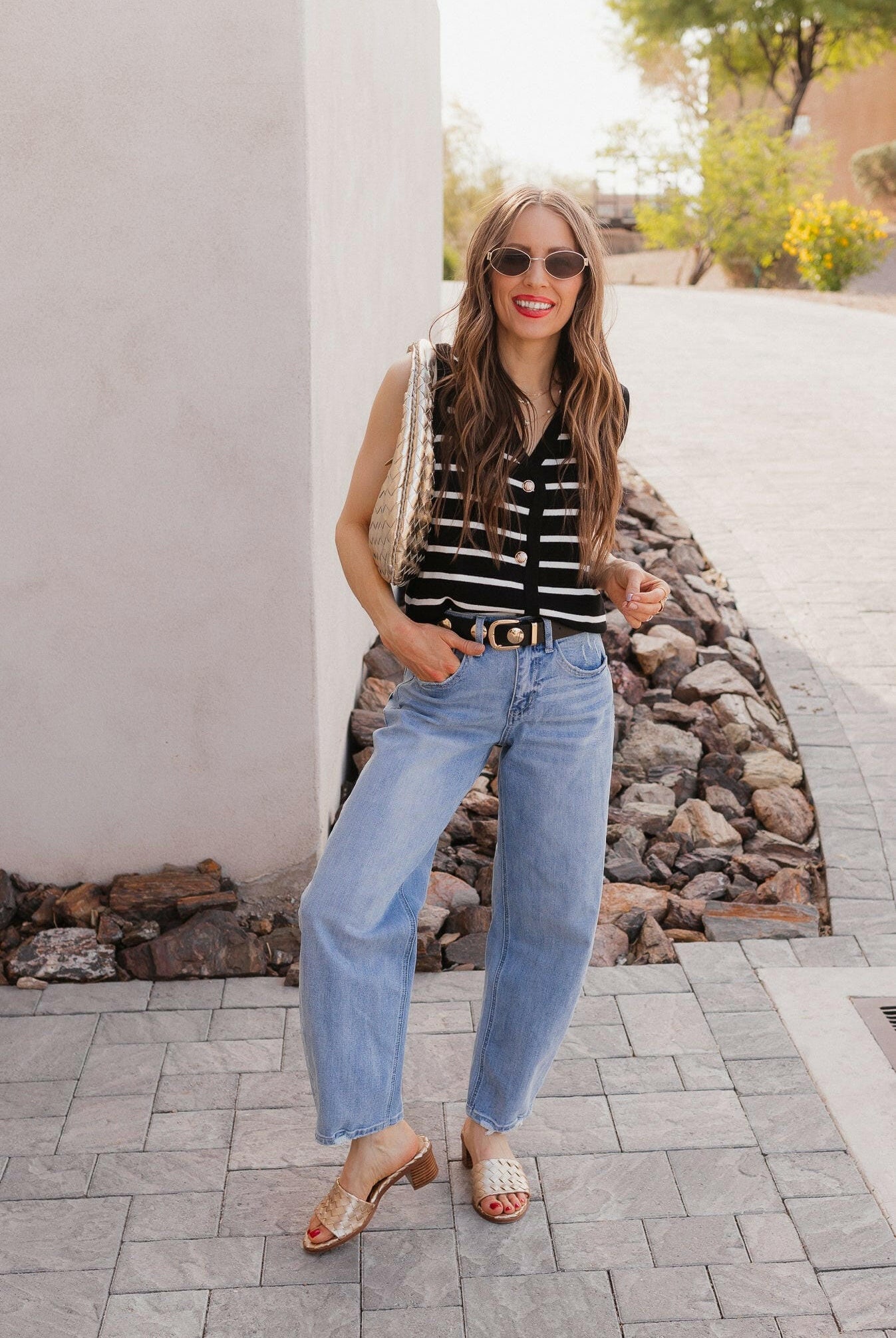 Elevated Stripe Button Down Tank Top-Tanks-Krush Kandy, Women's Online Fashion Boutique Located in Phoenix, Arizona (Scottsdale Area)