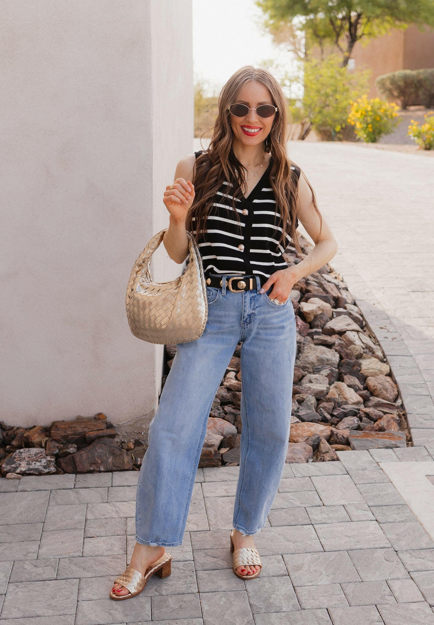 Elevated Stripe Button Down Tank Top-Tanks-Krush Kandy, Women's Online Fashion Boutique Located in Phoenix, Arizona (Scottsdale Area)