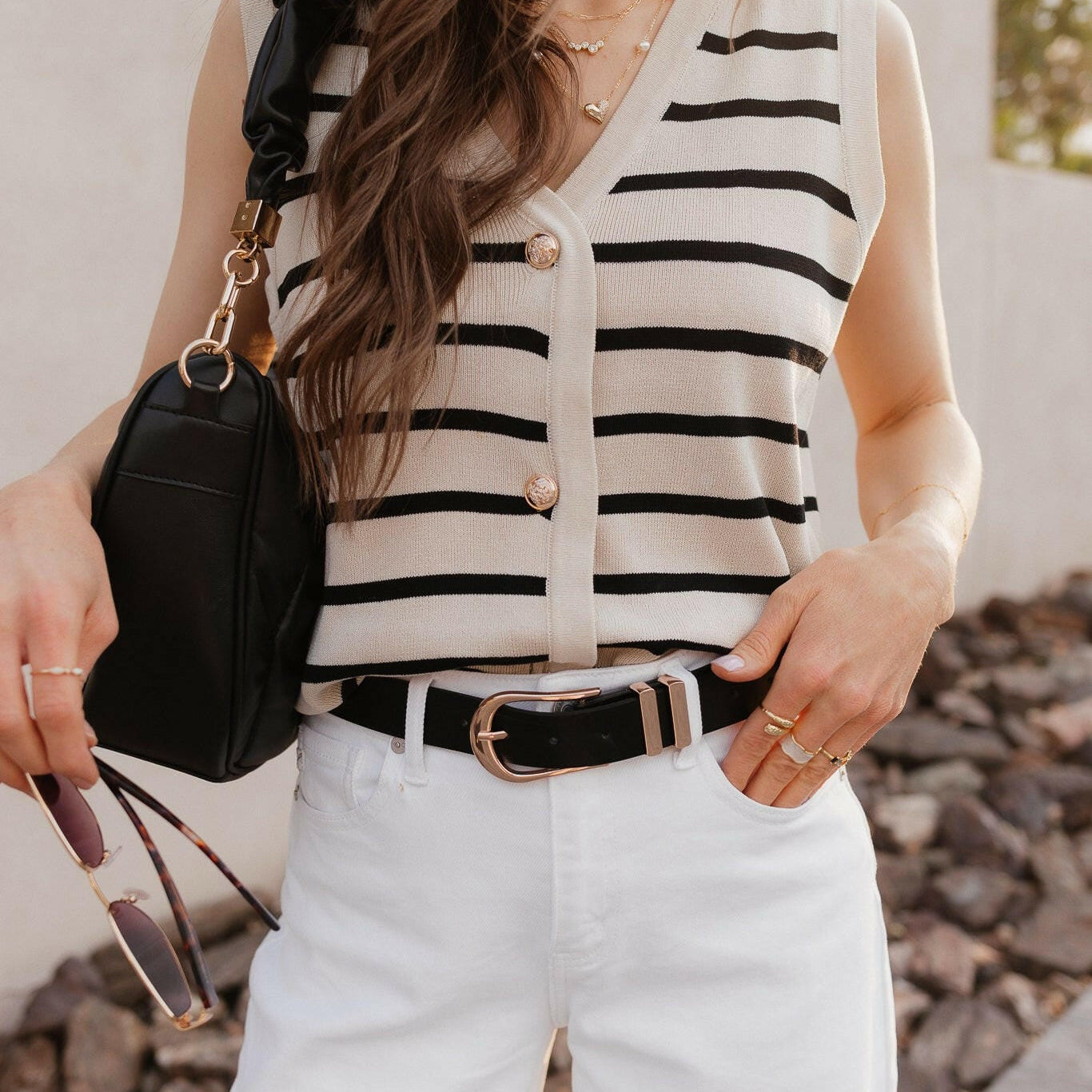 Elevated Stripe Button Down Tank Top-Tanks-Krush Kandy, Women's Online Fashion Boutique Located in Phoenix, Arizona (Scottsdale Area)