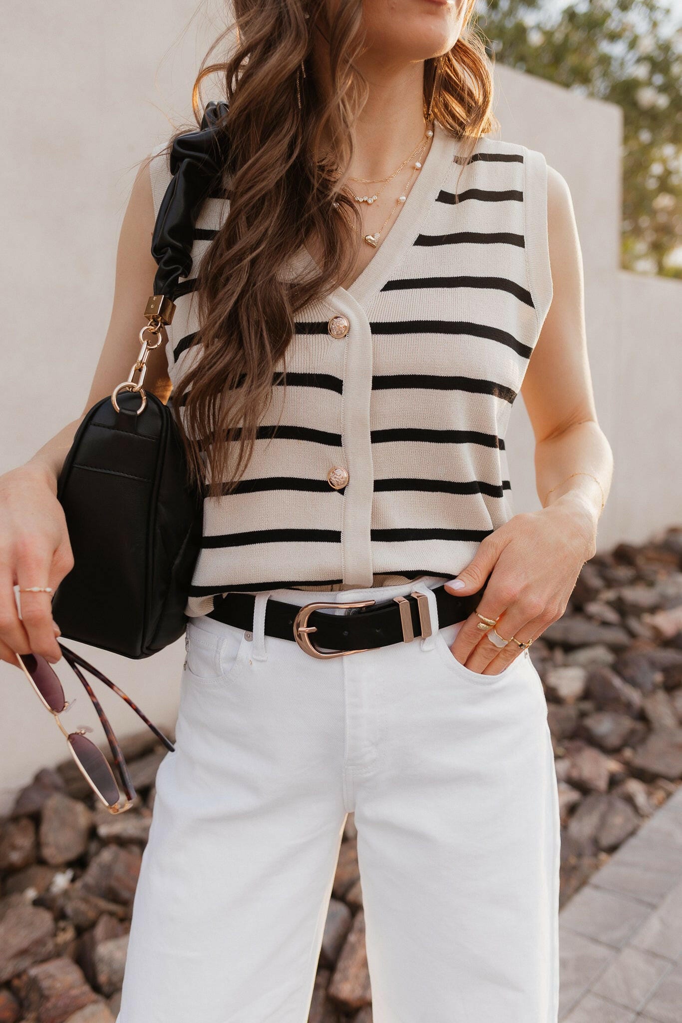 Elevated Stripe Button Down Tank Top-Tanks-Krush Kandy, Women's Online Fashion Boutique Located in Phoenix, Arizona (Scottsdale Area)