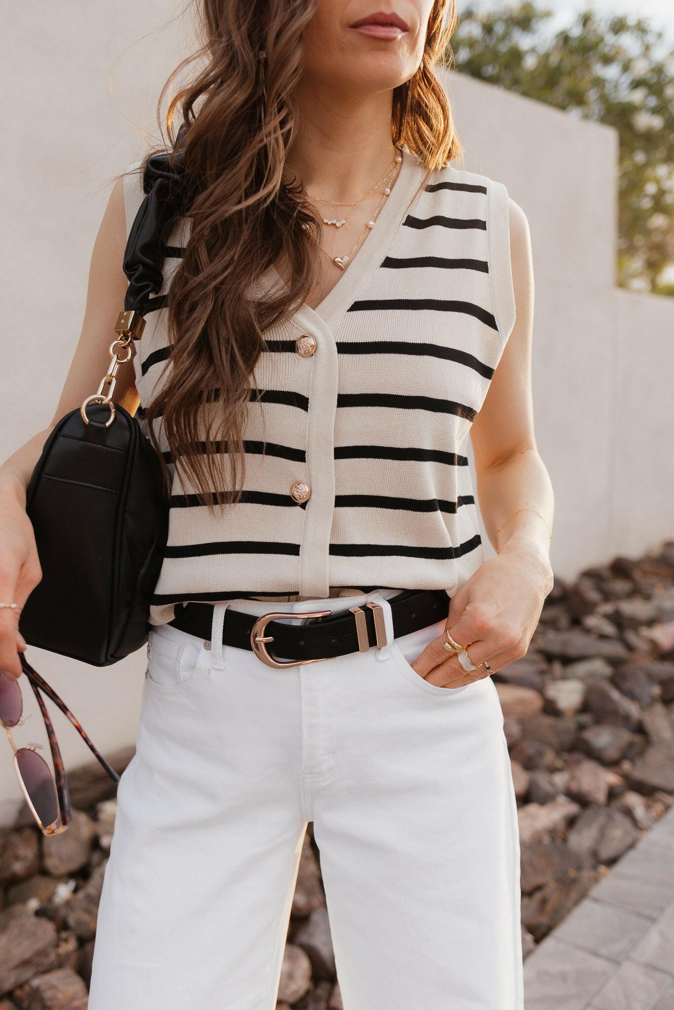 Elevated Stripe Button Down Tank Top-Tanks-Krush Kandy, Women's Online Fashion Boutique Located in Phoenix, Arizona (Scottsdale Area)