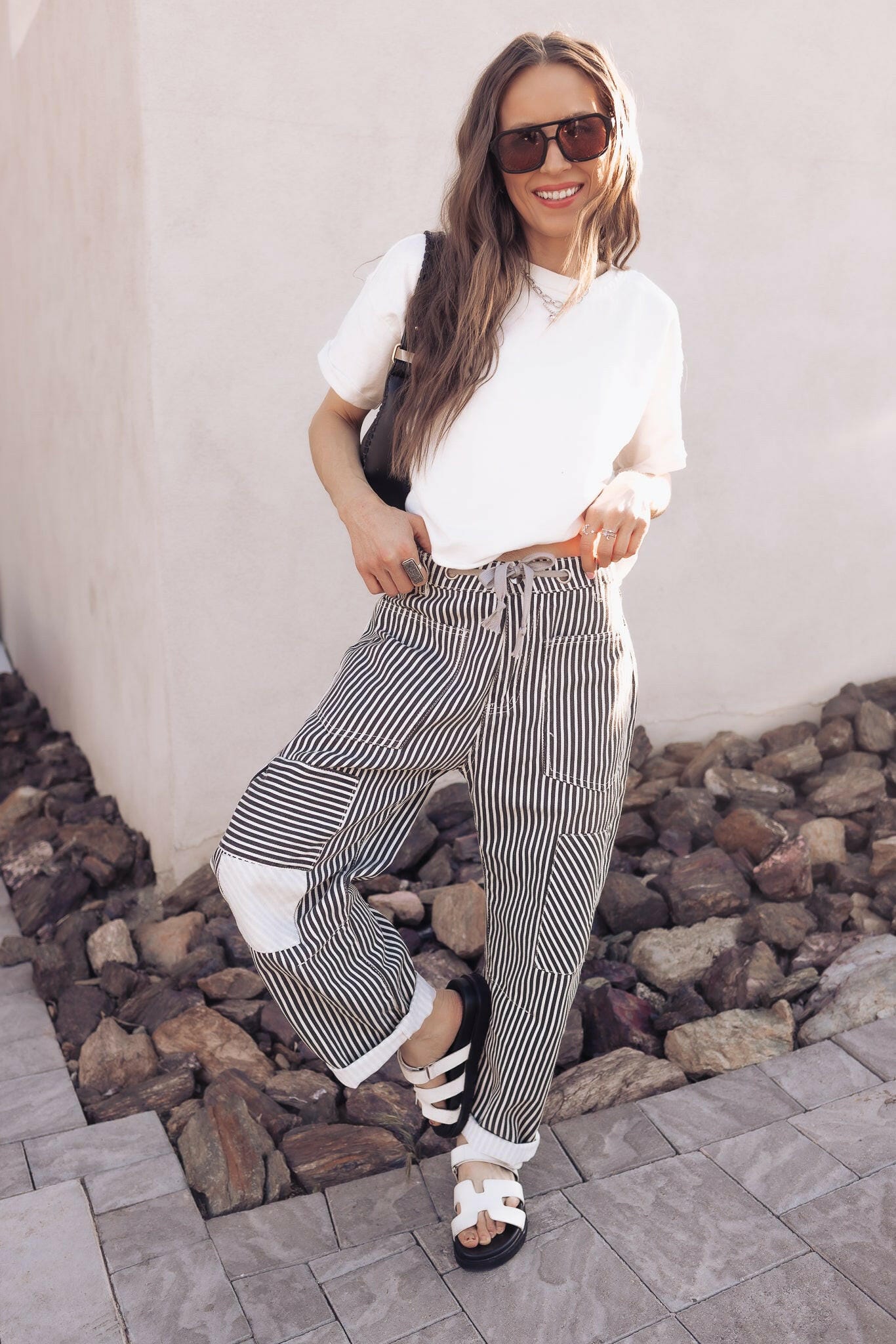 Easy Days Patchwork Railroad Striped Pants-Pants-Krush Kandy, Women's Online Fashion Boutique Located in Phoenix, Arizona (Scottsdale Area)