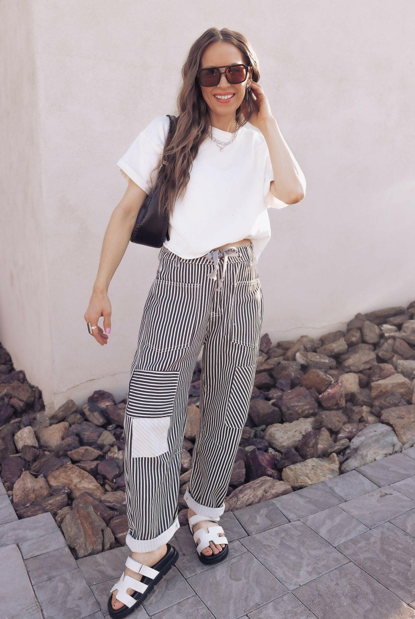 Easy Days Patchwork Railroad Striped Pants-Pants-Krush Kandy, Women's Online Fashion Boutique Located in Phoenix, Arizona (Scottsdale Area)