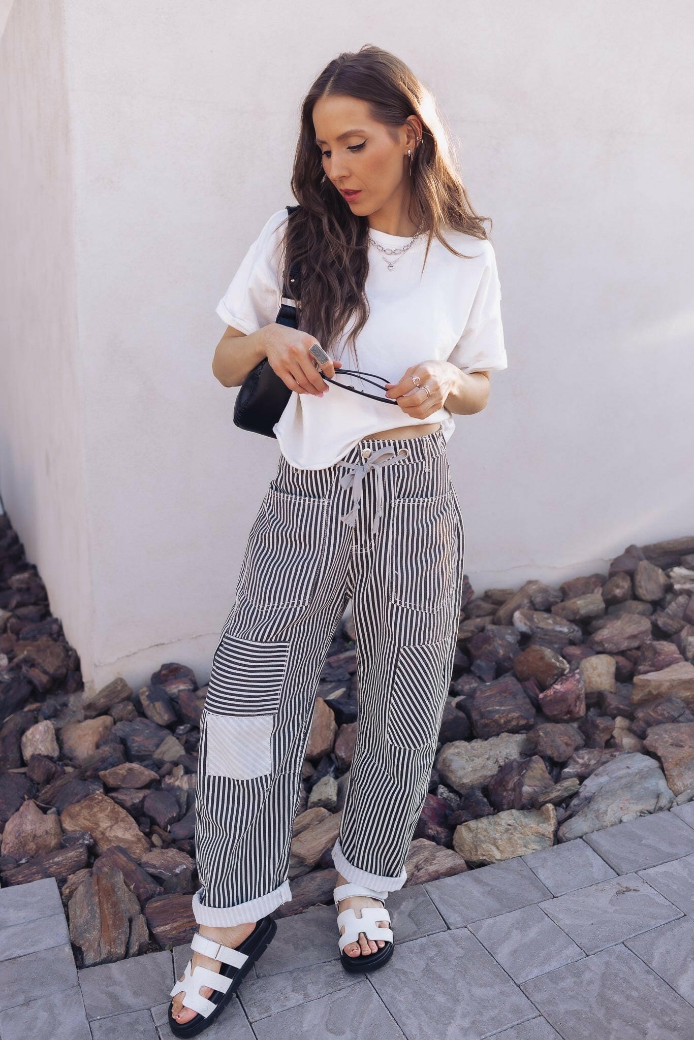 Easy Days Patchwork Railroad Striped Pants-Pants-Krush Kandy, Women's Online Fashion Boutique Located in Phoenix, Arizona (Scottsdale Area)