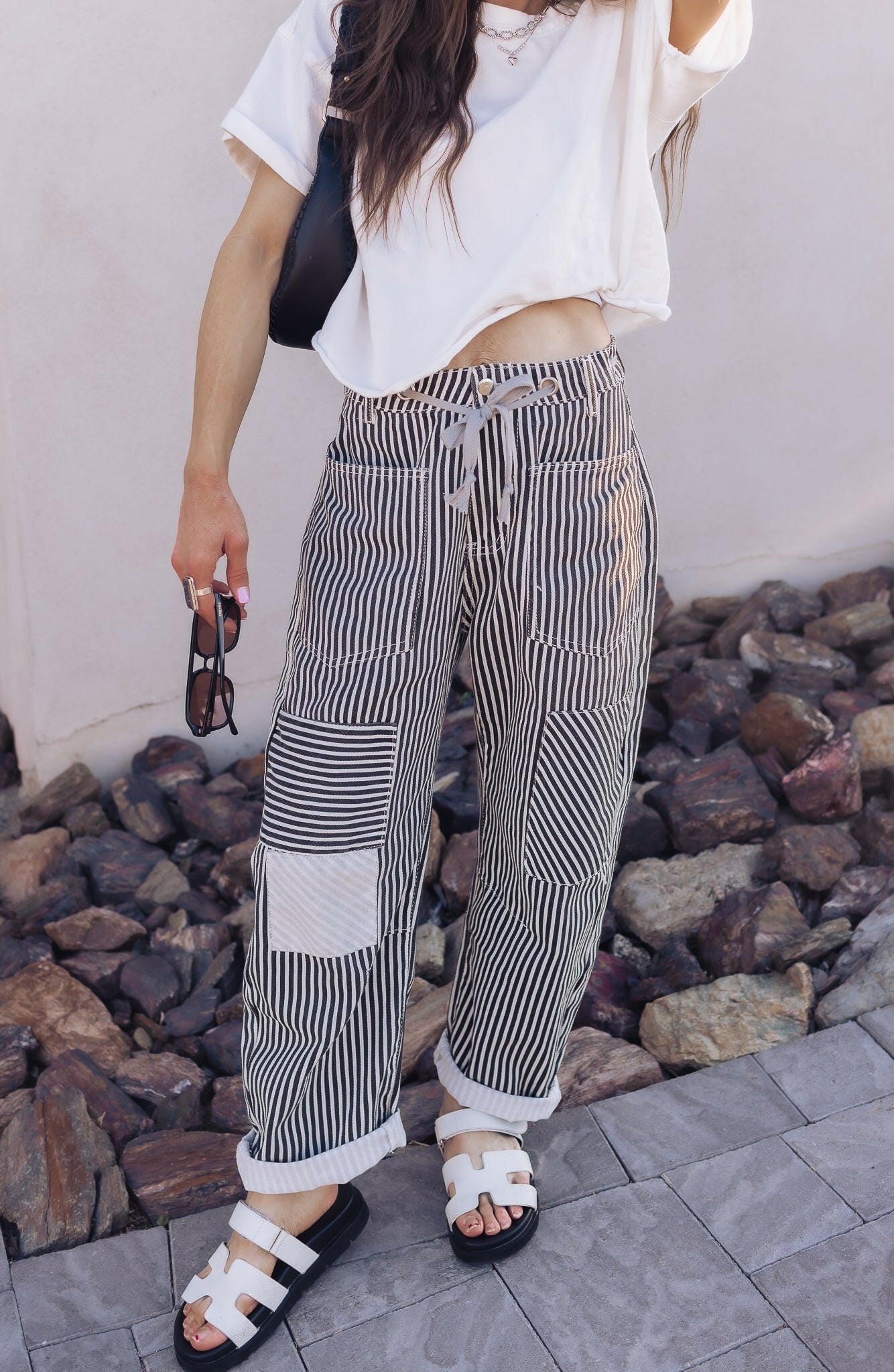 Easy Days Patchwork Railroad Striped Pants-Pants-Krush Kandy, Women's Online Fashion Boutique Located in Phoenix, Arizona (Scottsdale Area)