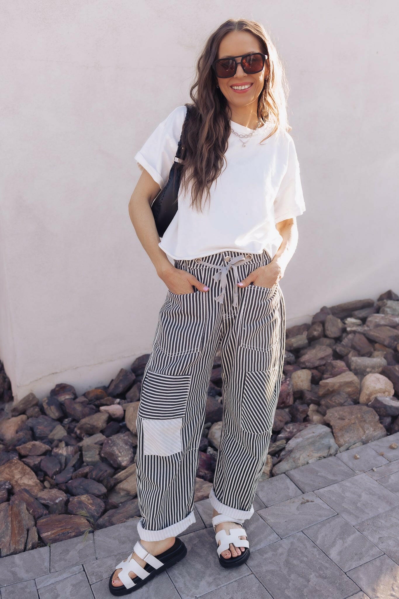 Easy Days Patchwork Railroad Striped Pants-Pants-Krush Kandy, Women's Online Fashion Boutique Located in Phoenix, Arizona (Scottsdale Area)