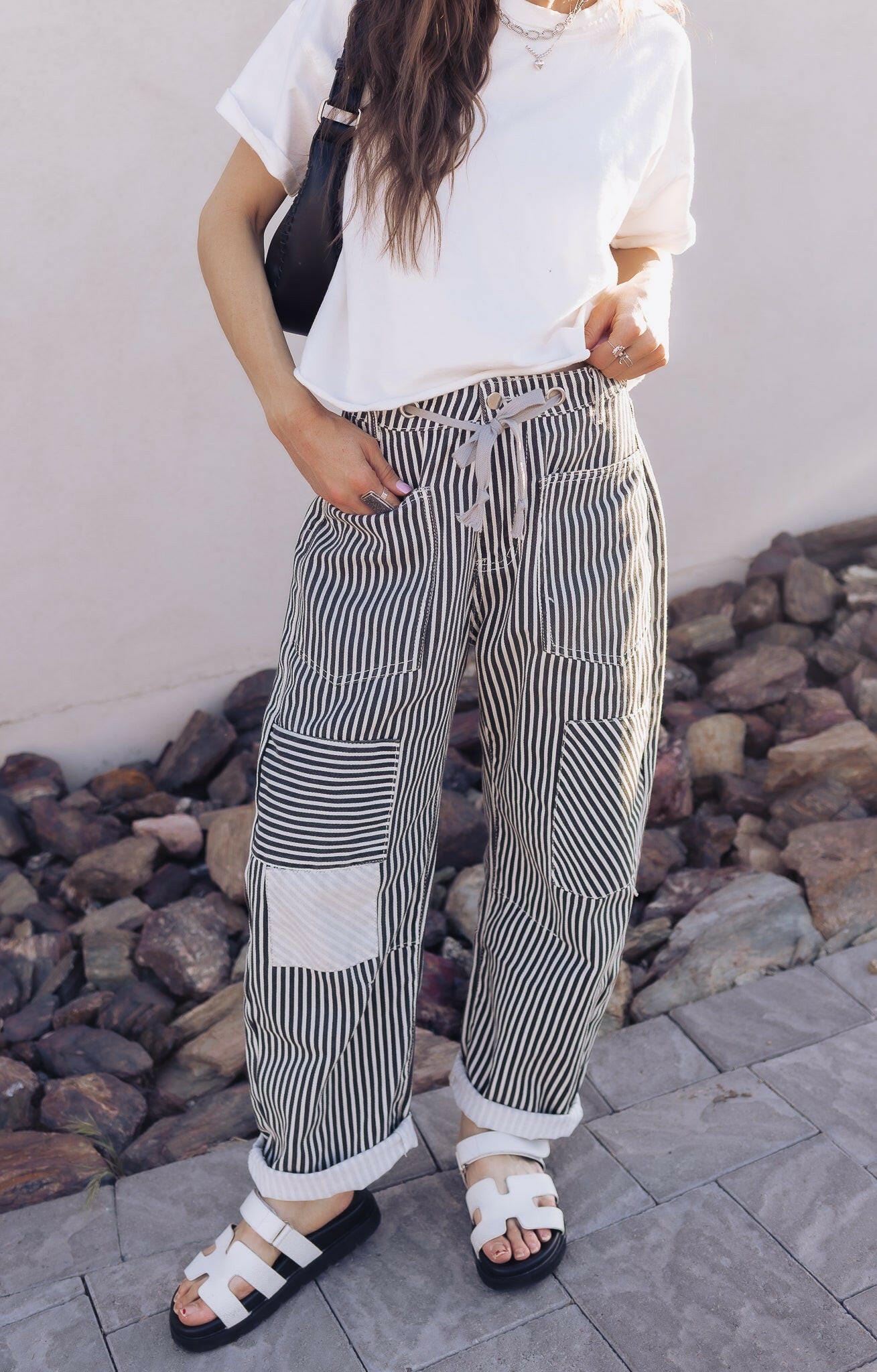 Easy Days Patchwork Railroad Striped Pants-Pants-Krush Kandy, Women's Online Fashion Boutique Located in Phoenix, Arizona (Scottsdale Area)