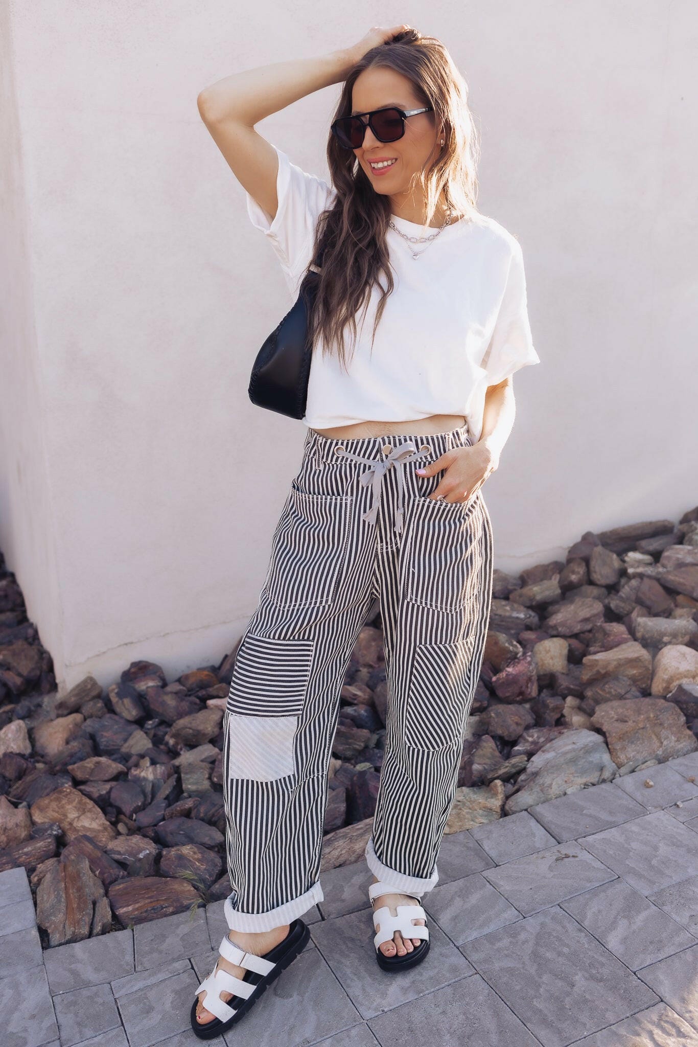 Easy Days Patchwork Railroad Striped Pants-Pants-Krush Kandy, Women's Online Fashion Boutique Located in Phoenix, Arizona (Scottsdale Area)