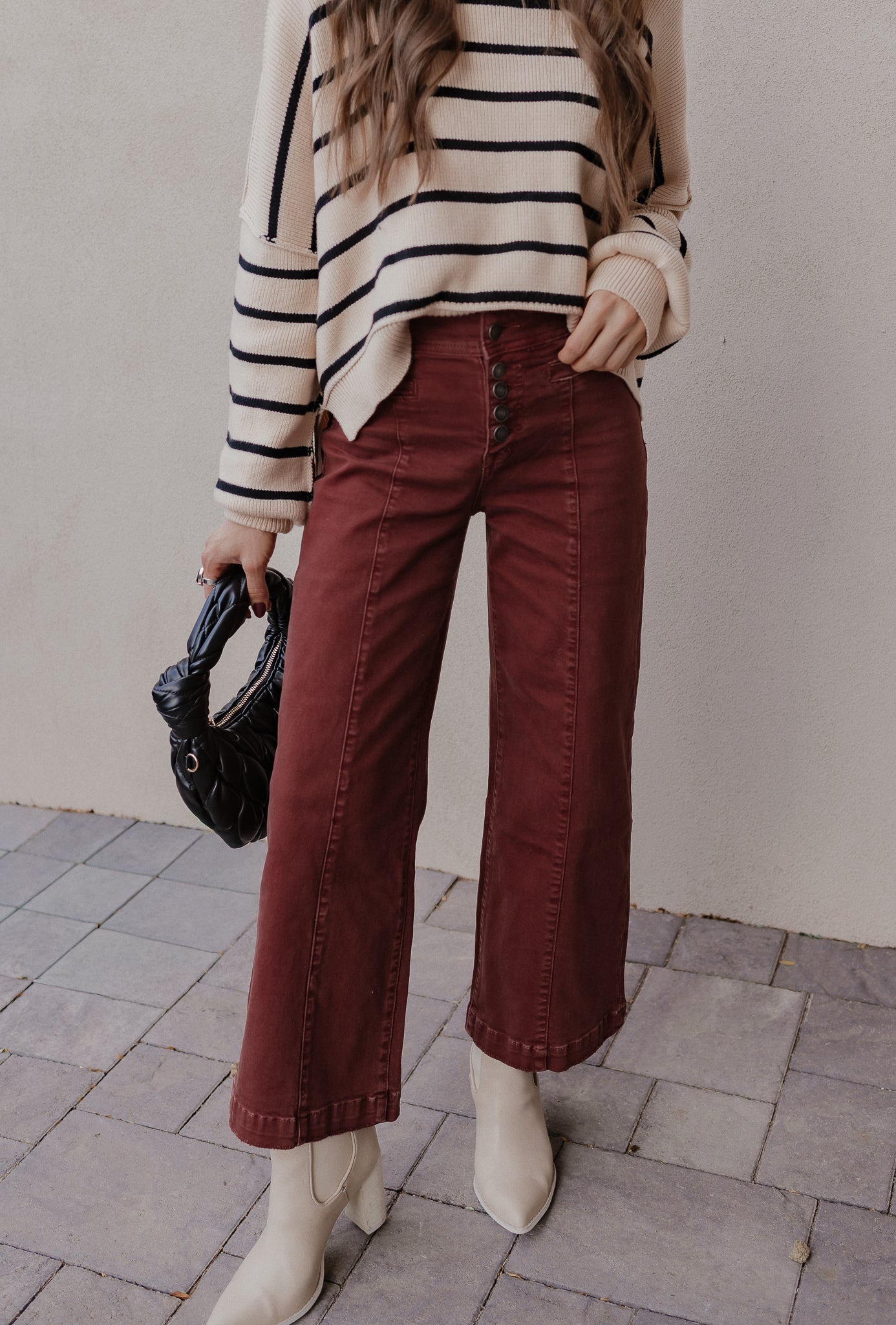 MICA Burnt Brick Red Wide Leg Denim Jeans-Jeans-Krush Kandy, Women's Online Fashion Boutique Located in Phoenix, Arizona (Scottsdale Area)