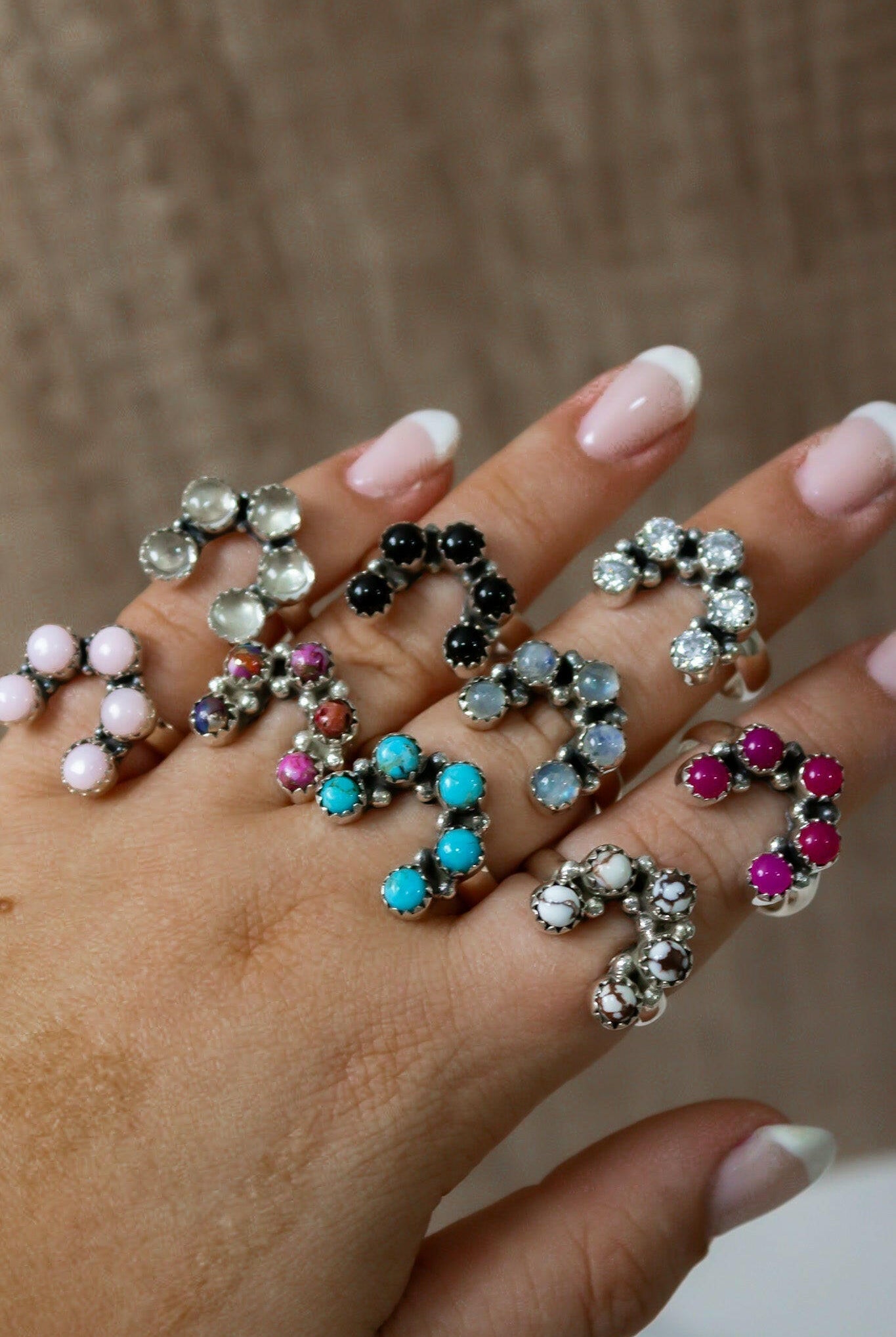 Mini Horseshoe Sterling Silver Stone Ring-Rings-Krush Kandy, Women's Online Fashion Boutique Located in Phoenix, Arizona (Scottsdale Area)