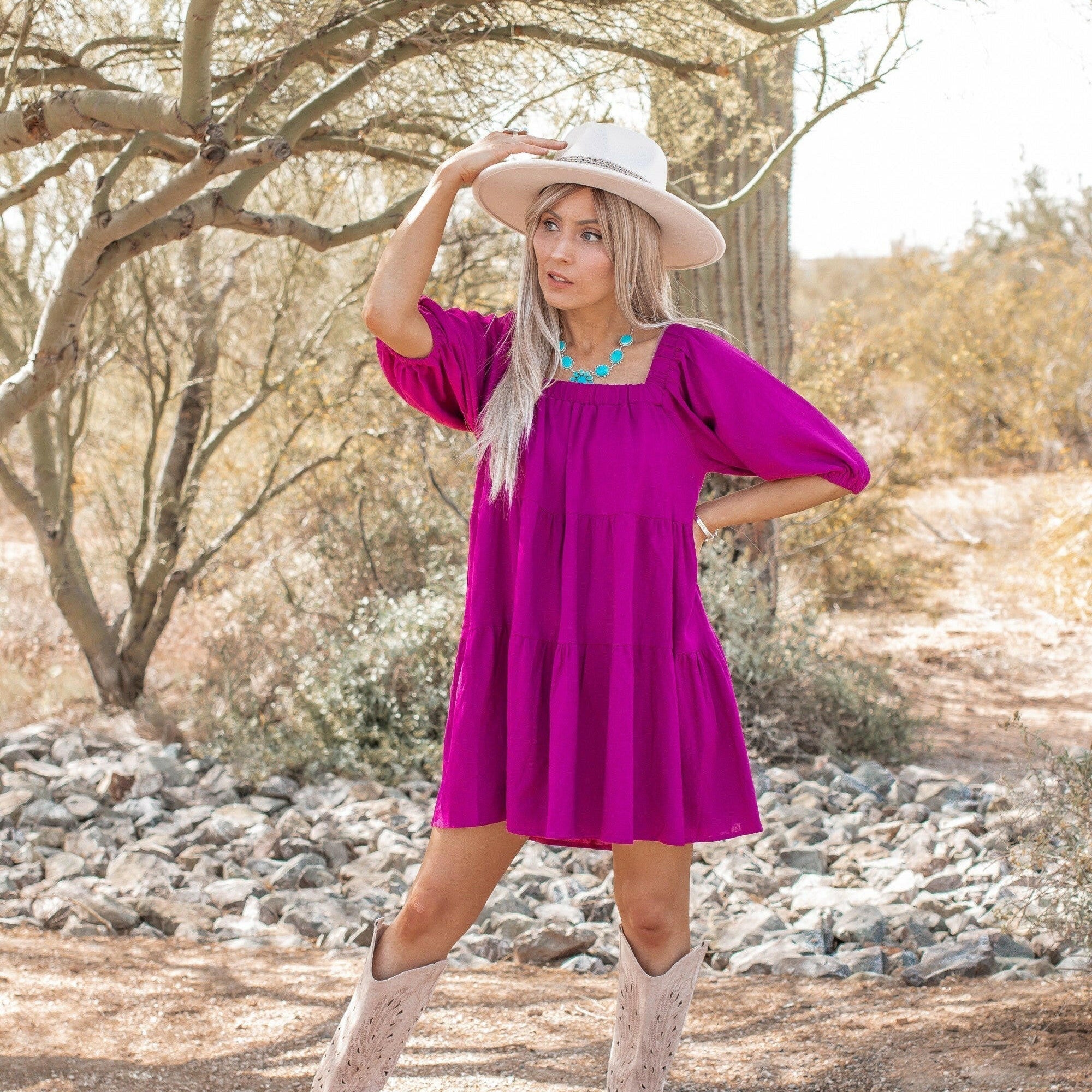 (2 Colors) A Good View Square Neck Linen Babydoll Dress-Dresses-Krush Kandy, Women's Online Fashion Boutique Located in Phoenix, Arizona (Scottsdale Area)