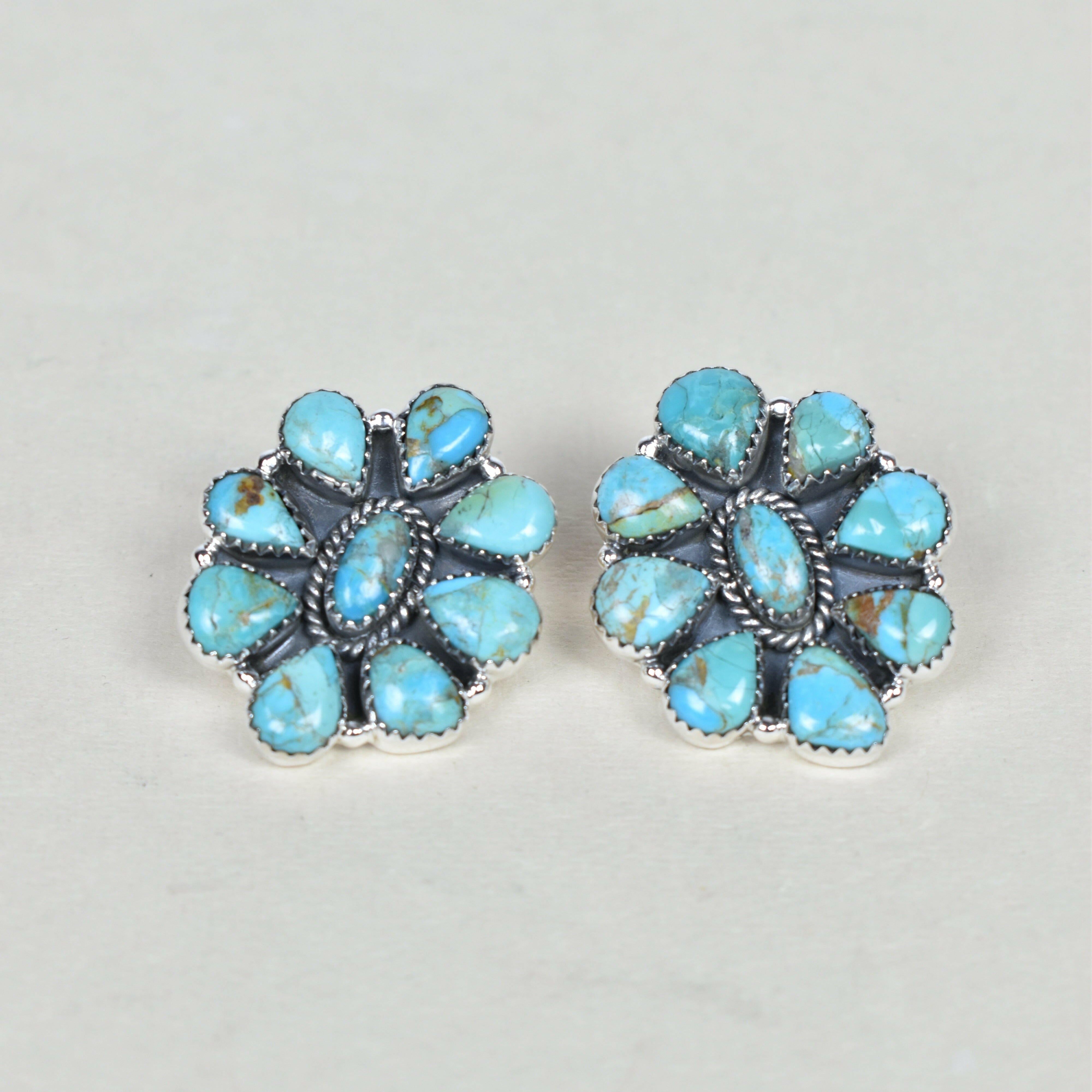 Stone Blossom Sterling Silver Earrings-Stud Earrings-Krush Kandy, Women's Online Fashion Boutique Located in Phoenix, Arizona (Scottsdale Area)