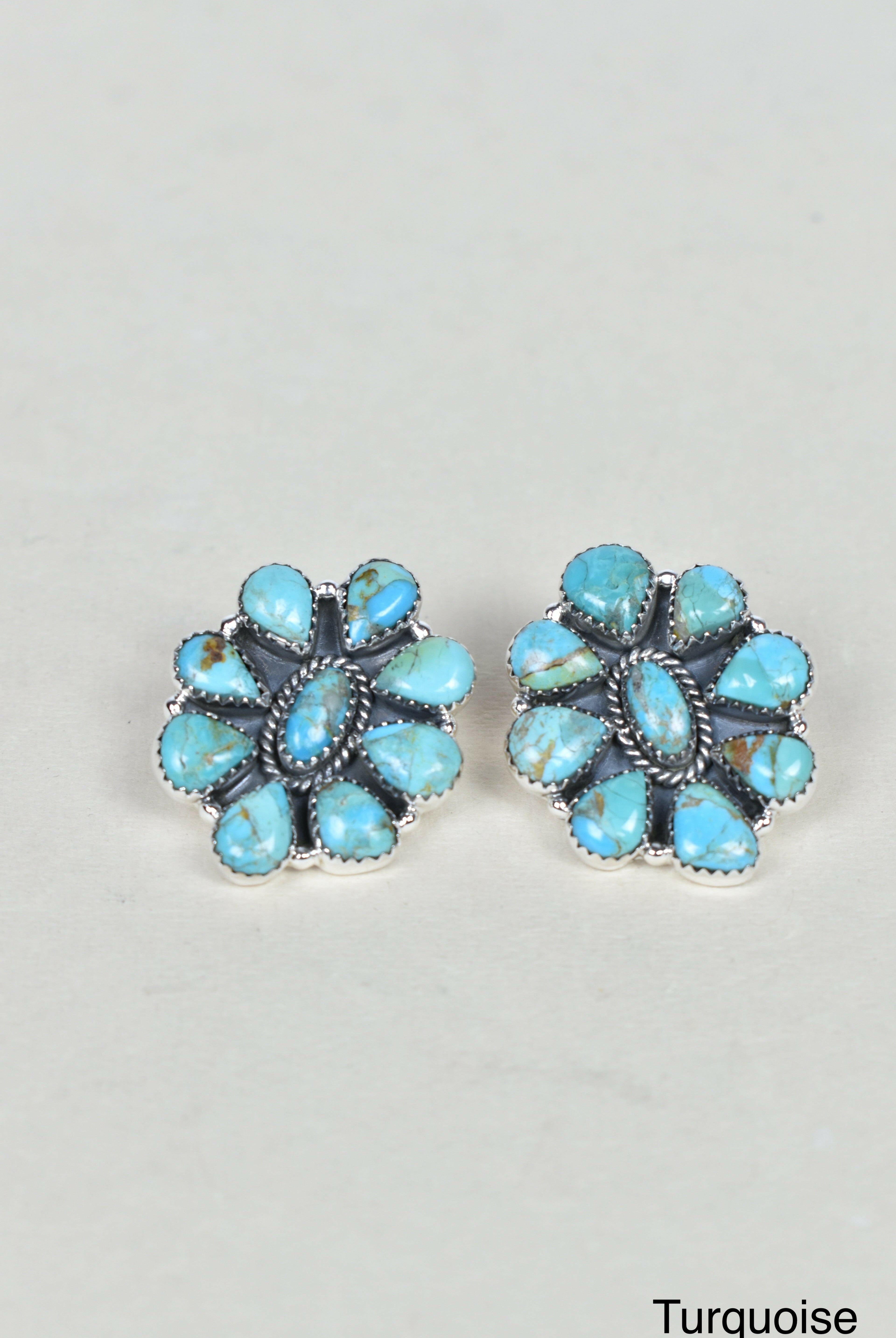 Stone Blossom Sterling Silver Earrings-Stud Earrings-Krush Kandy, Women's Online Fashion Boutique Located in Phoenix, Arizona (Scottsdale Area)