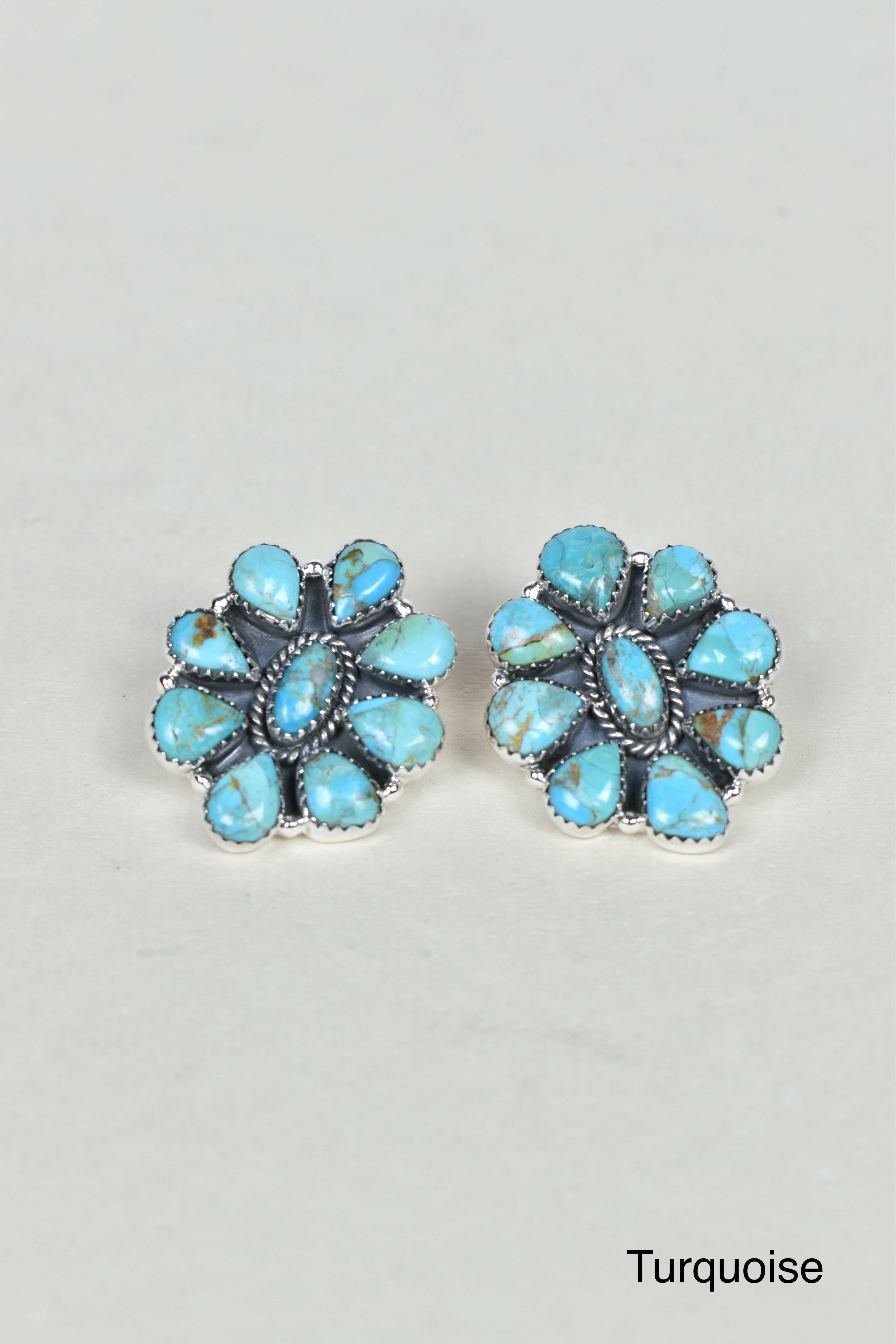Stone Blossom Sterling Silver Earrings-Stud Earrings-Krush Kandy, Women's Online Fashion Boutique Located in Phoenix, Arizona (Scottsdale Area)