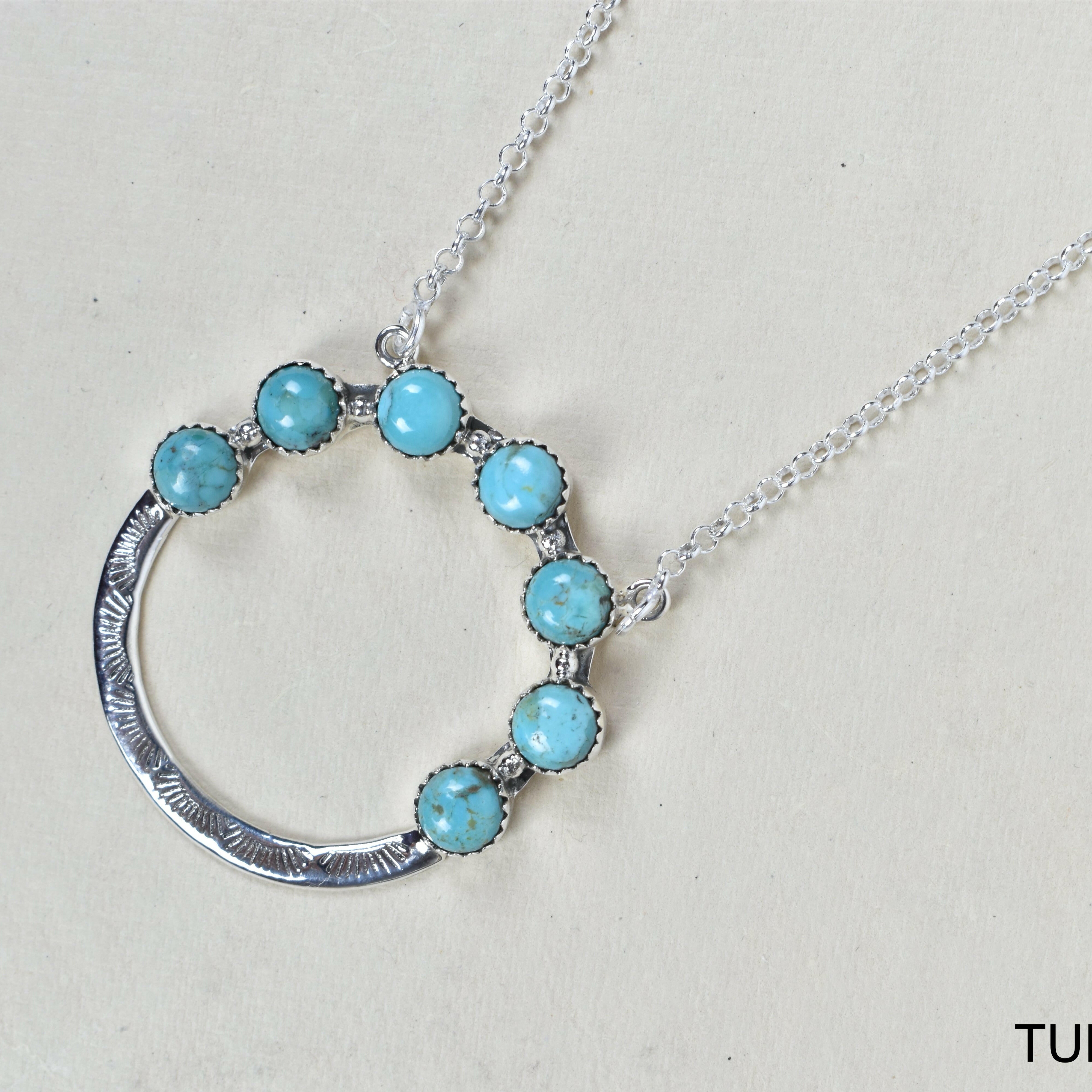 Luna's Crescent Gemstone Necklace-Pendant Necklaces-Krush Kandy, Women's Online Fashion Boutique Located in Phoenix, Arizona (Scottsdale Area)