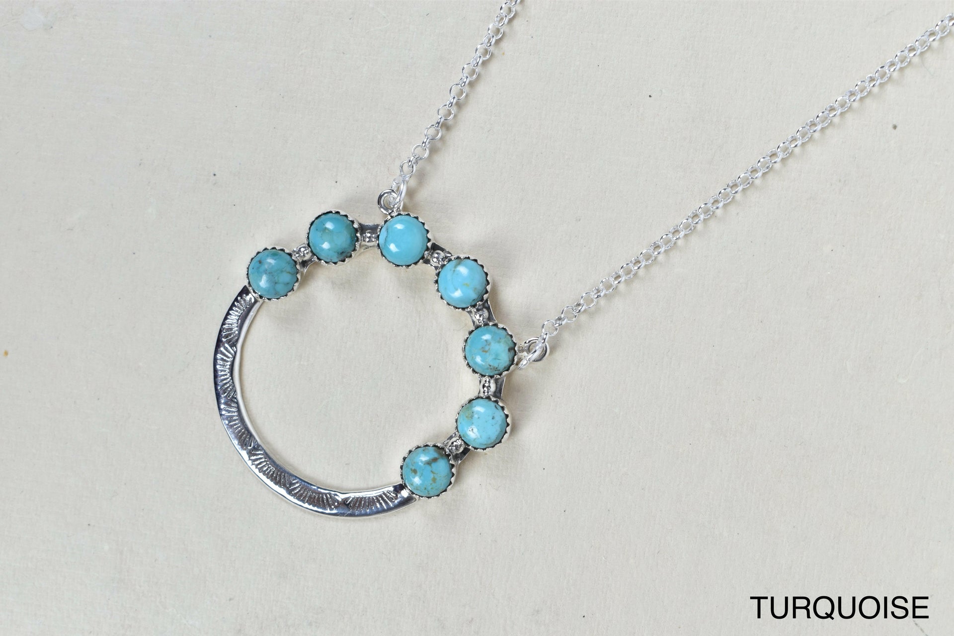 Luna's Crescent Gemstone Necklace-Pendant Necklaces-Krush Kandy, Women's Online Fashion Boutique Located in Phoenix, Arizona (Scottsdale Area)