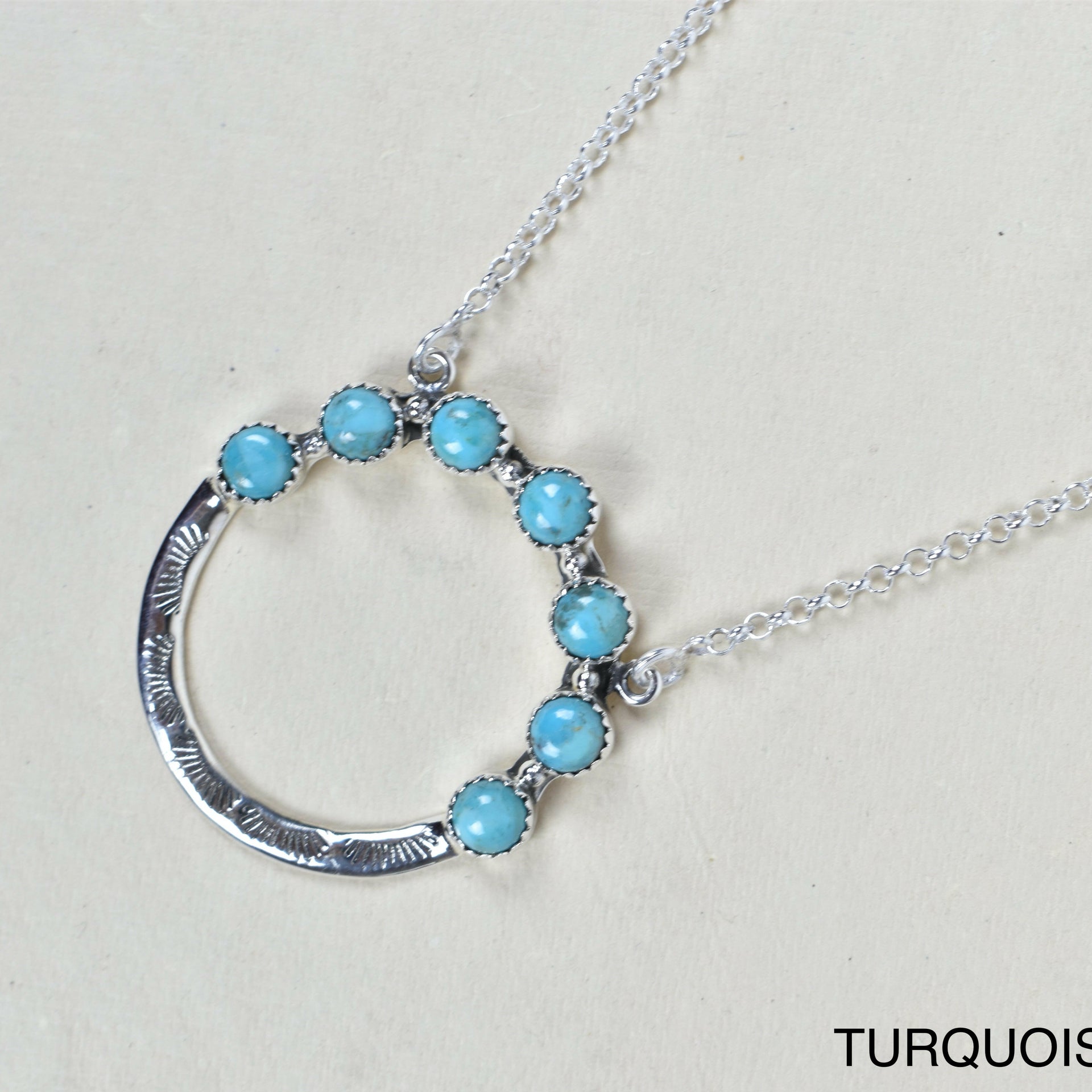 Luna's Crescent Gemstone Necklace-Pendant Necklaces-Krush Kandy, Women's Online Fashion Boutique Located in Phoenix, Arizona (Scottsdale Area)