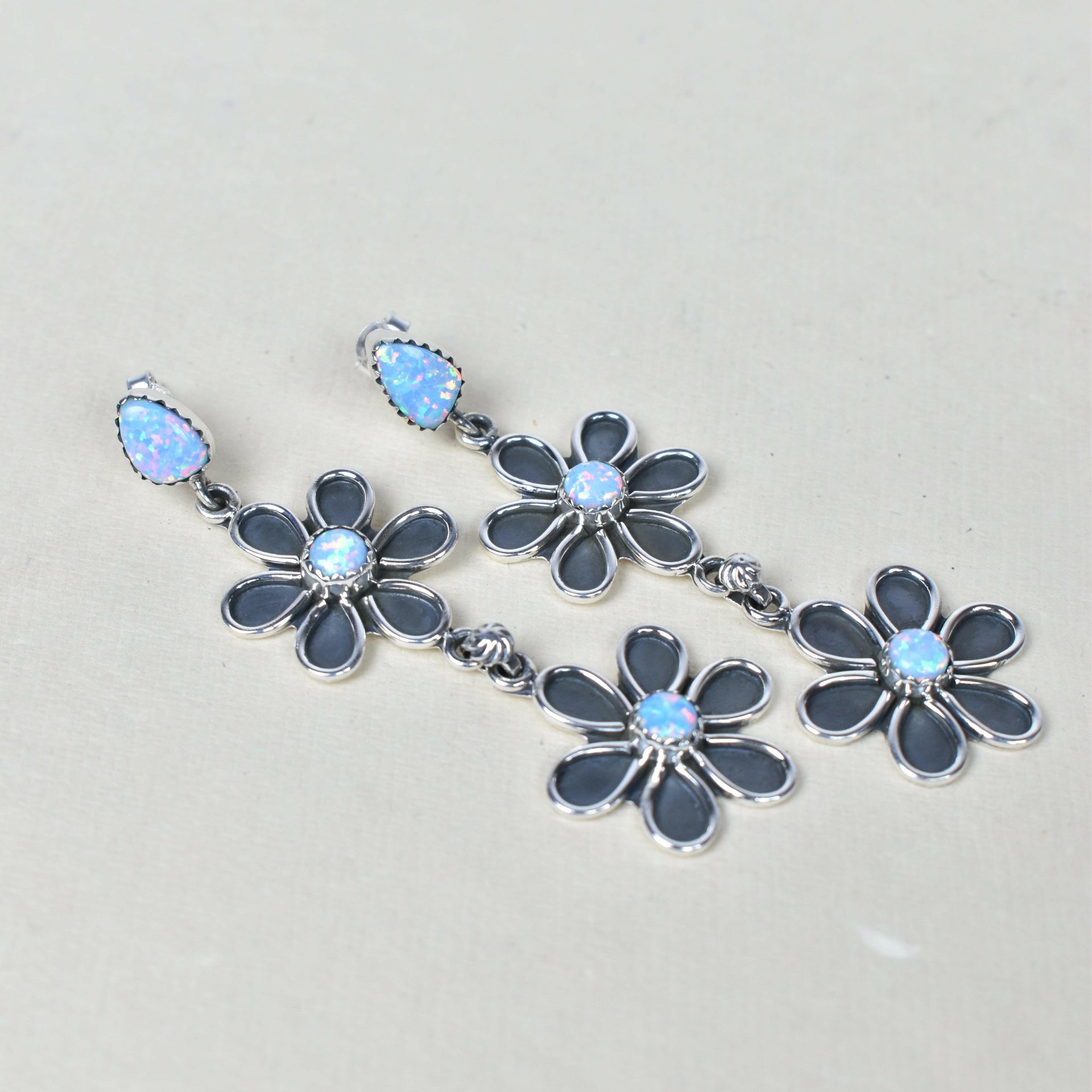 Double Daisy Dangle Earrings-Drop Earrings-Krush Kandy, Women's Online Fashion Boutique Located in Phoenix, Arizona (Scottsdale Area)