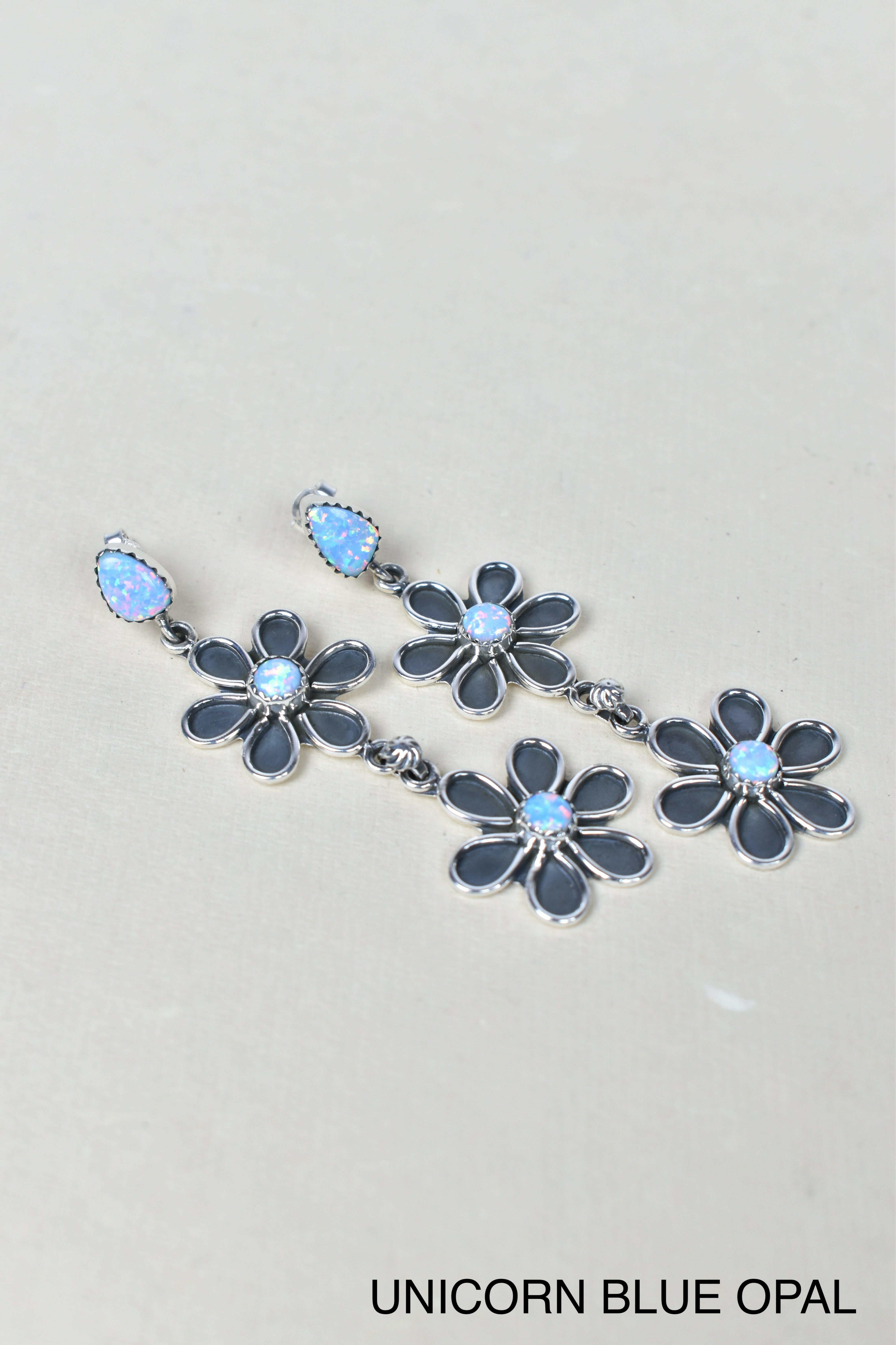 Double Daisy Dangle Earrings-Drop Earrings-Krush Kandy, Women's Online Fashion Boutique Located in Phoenix, Arizona (Scottsdale Area)