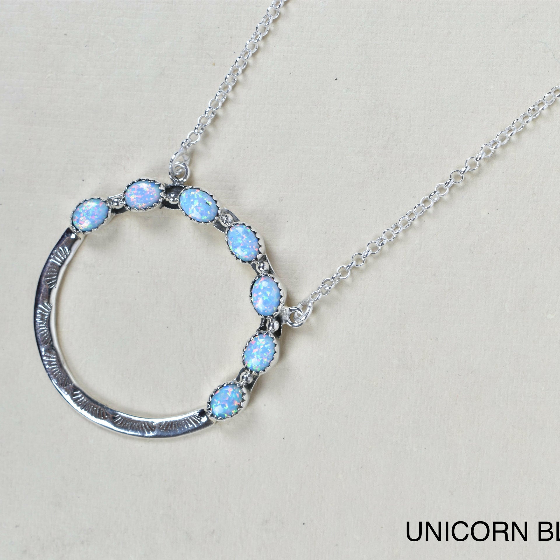 Luna's Crescent Gemstone Necklace-Pendant Necklaces-Krush Kandy, Women's Online Fashion Boutique Located in Phoenix, Arizona (Scottsdale Area)