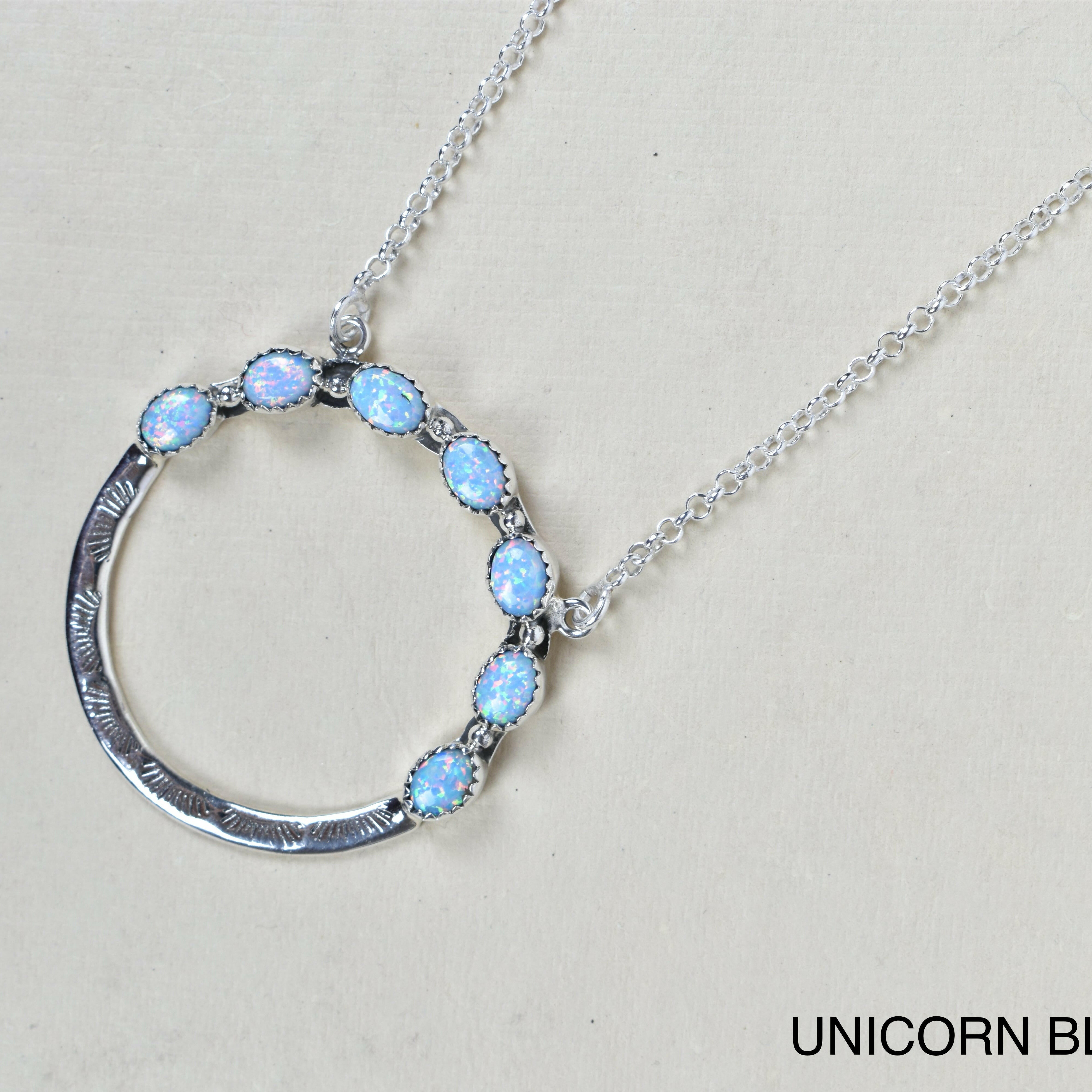 Luna's Crescent Gemstone Necklace-Pendant Necklaces-Krush Kandy, Women's Online Fashion Boutique Located in Phoenix, Arizona (Scottsdale Area)