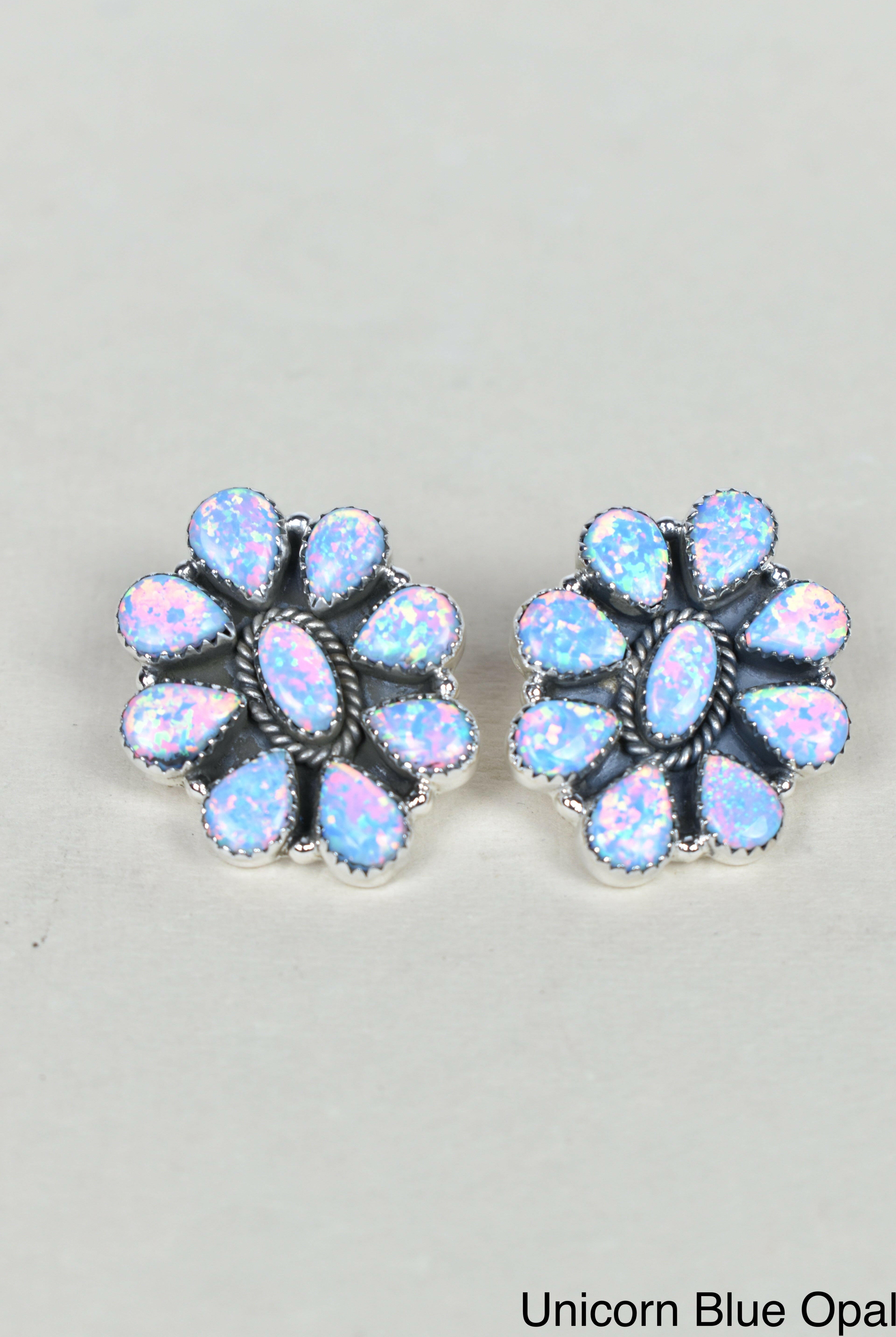 Stone Blossom Sterling Silver Earrings-Stud Earrings-Krush Kandy, Women's Online Fashion Boutique Located in Phoenix, Arizona (Scottsdale Area)