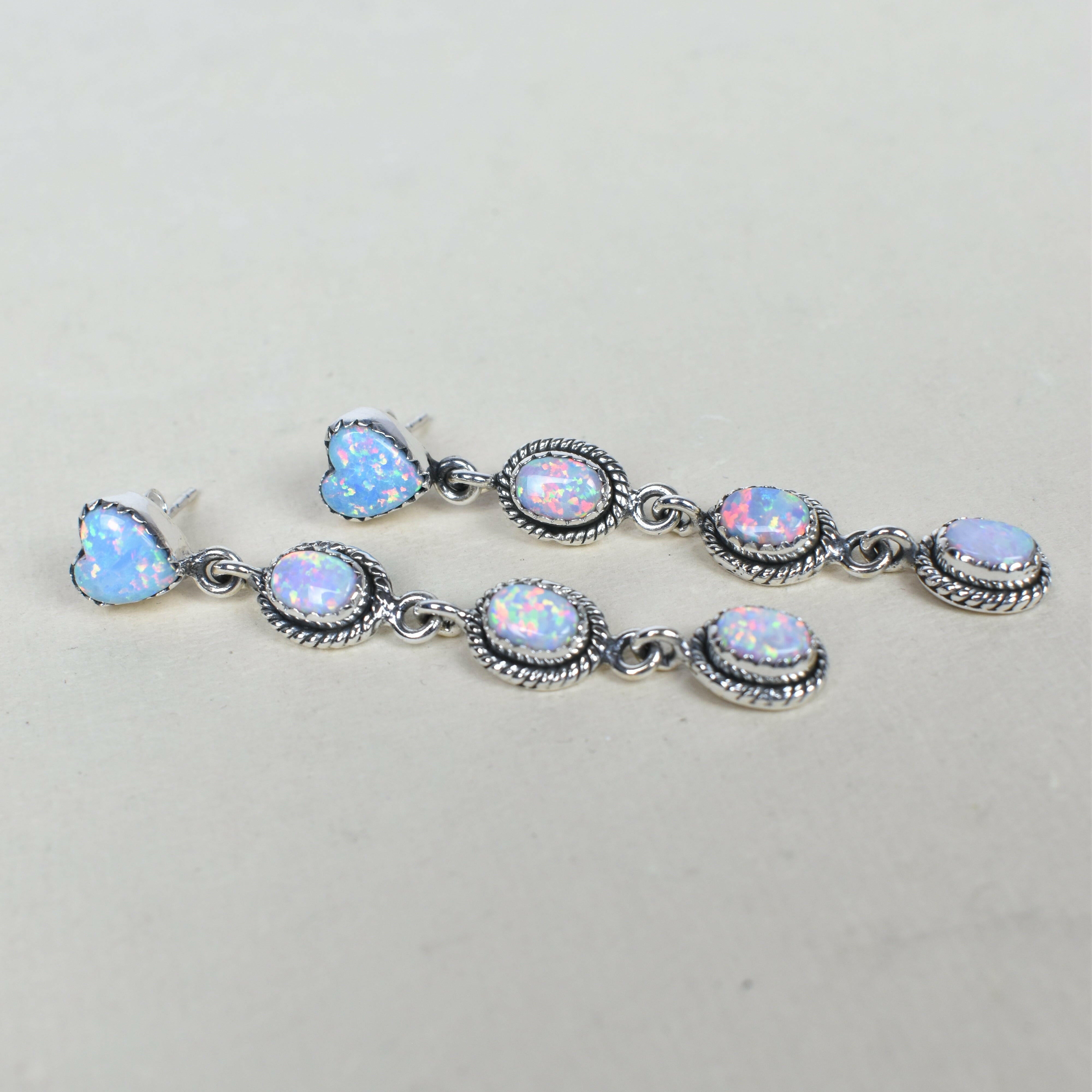 Heart And Stone Dangle Earrings-Drop Earrings-Krush Kandy, Women's Online Fashion Boutique Located in Phoenix, Arizona (Scottsdale Area)