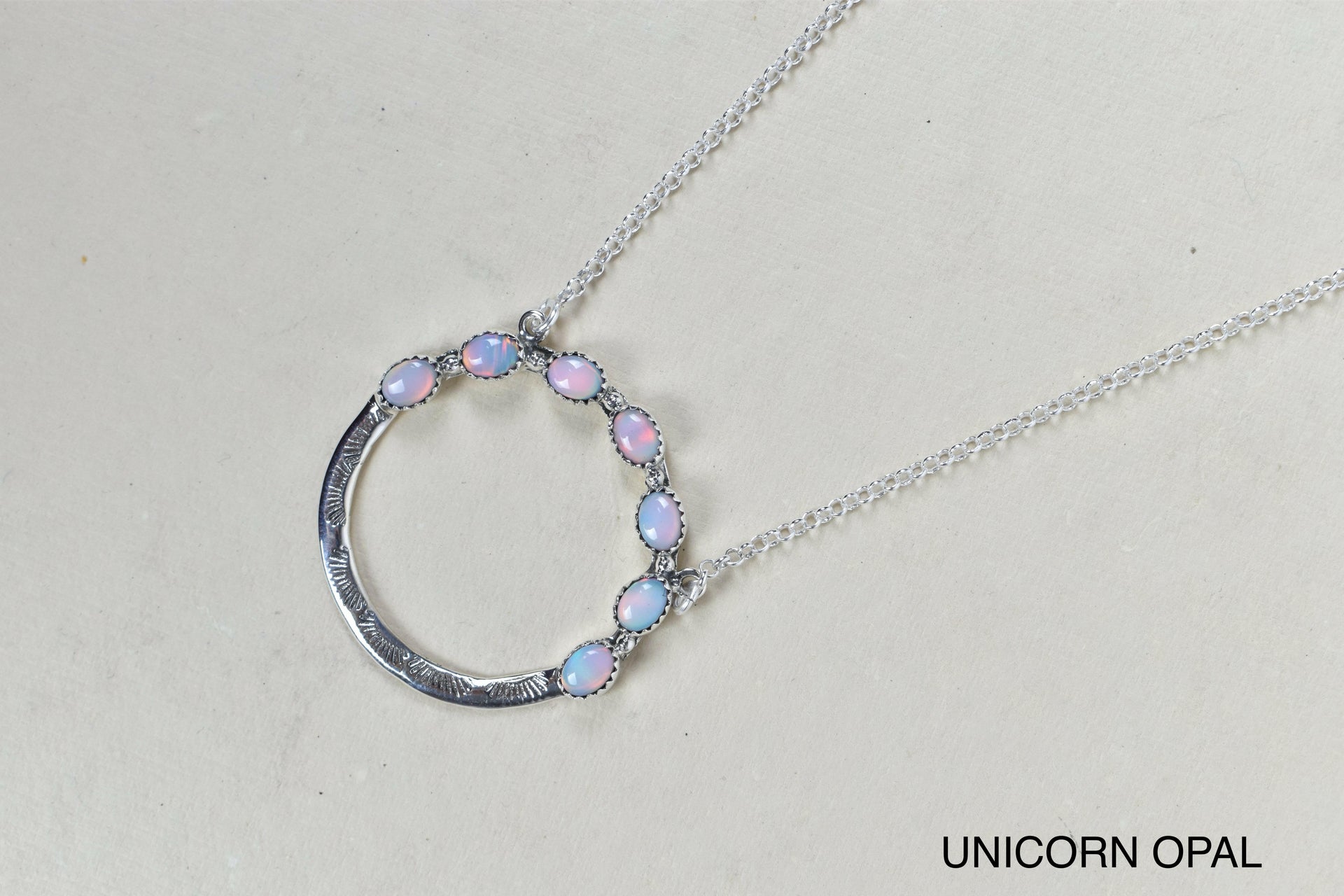 Luna's Crescent Gemstone Necklace-Pendant Necklaces-Krush Kandy, Women's Online Fashion Boutique Located in Phoenix, Arizona (Scottsdale Area)