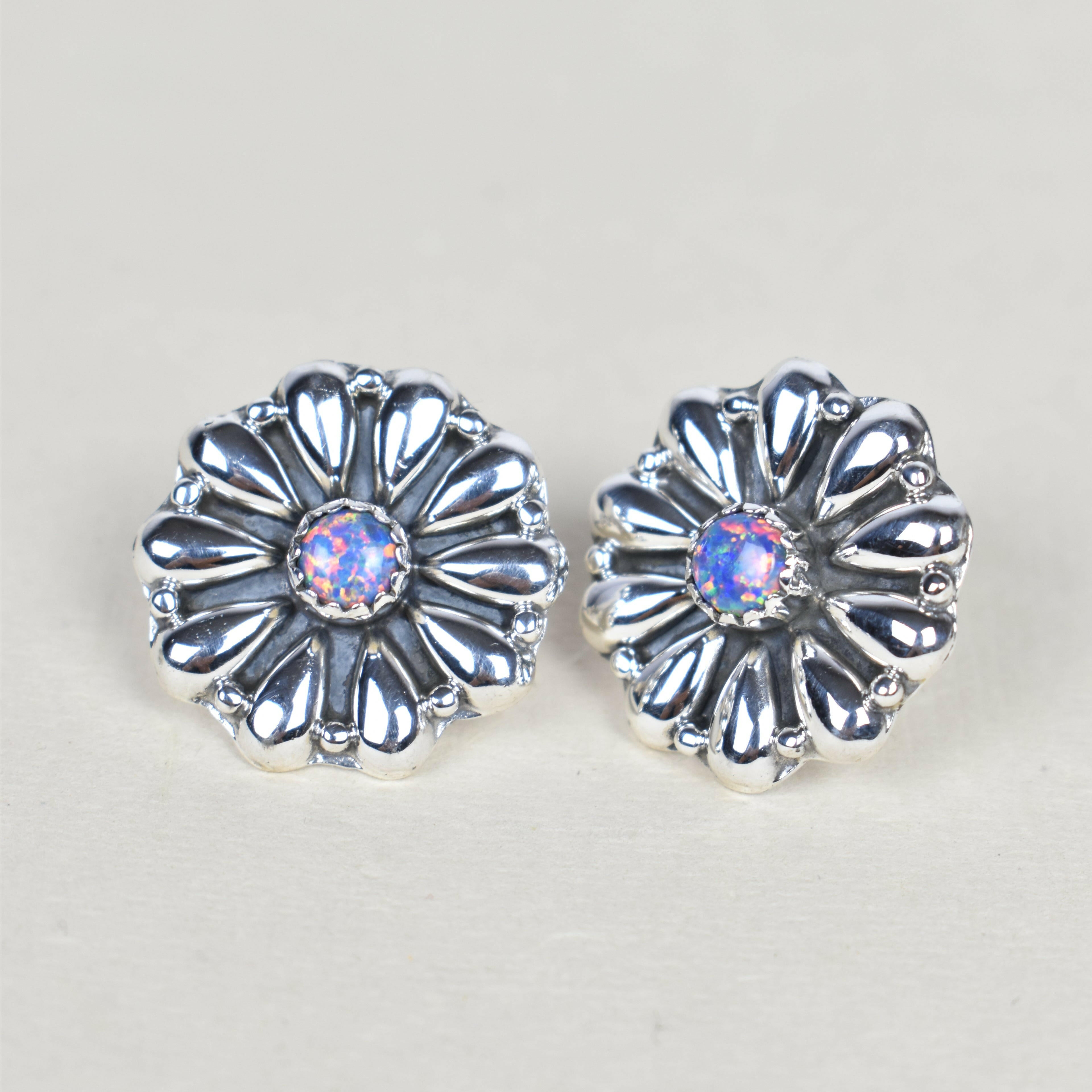 Sterling Silver Daisy Concho Stud Earrings-Stud Earrings-Krush Kandy, Women's Online Fashion Boutique Located in Phoenix, Arizona (Scottsdale Area)