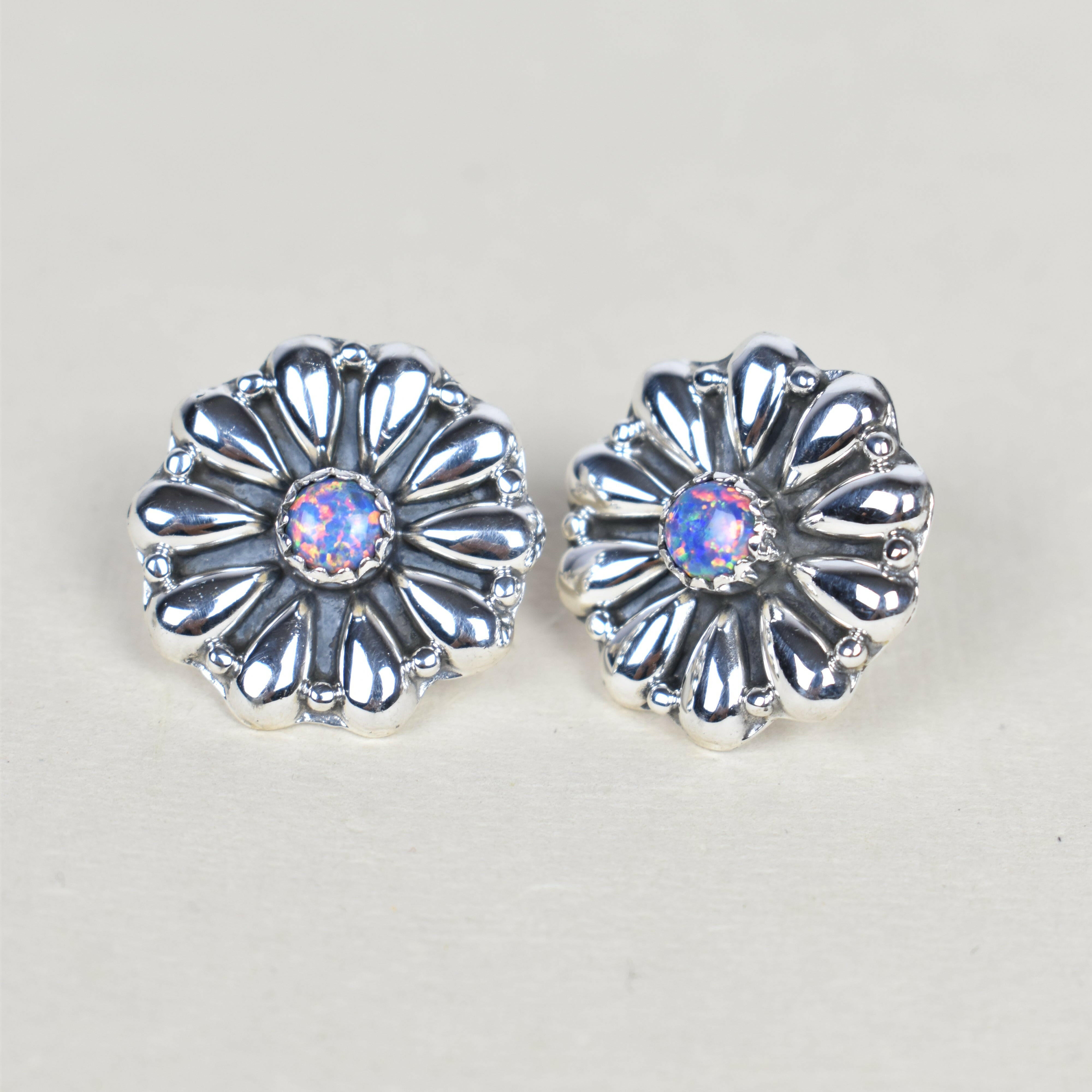 Sterling Silver Daisy Concho Stud Earrings-Stud Earrings-Krush Kandy, Women's Online Fashion Boutique Located in Phoenix, Arizona (Scottsdale Area)