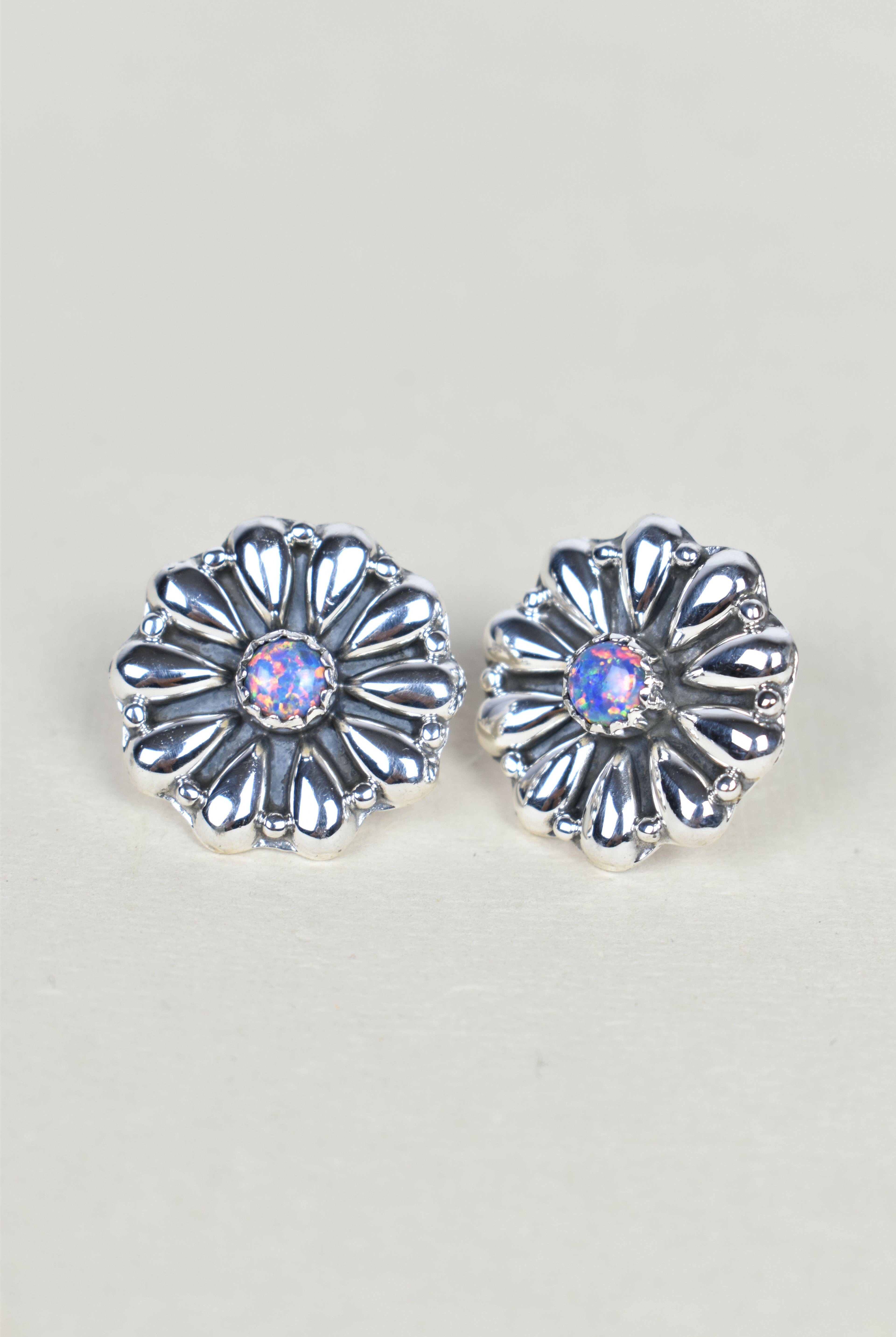 Sterling Silver Daisy Concho Stud Earrings-Stud Earrings-Krush Kandy, Women's Online Fashion Boutique Located in Phoenix, Arizona (Scottsdale Area)