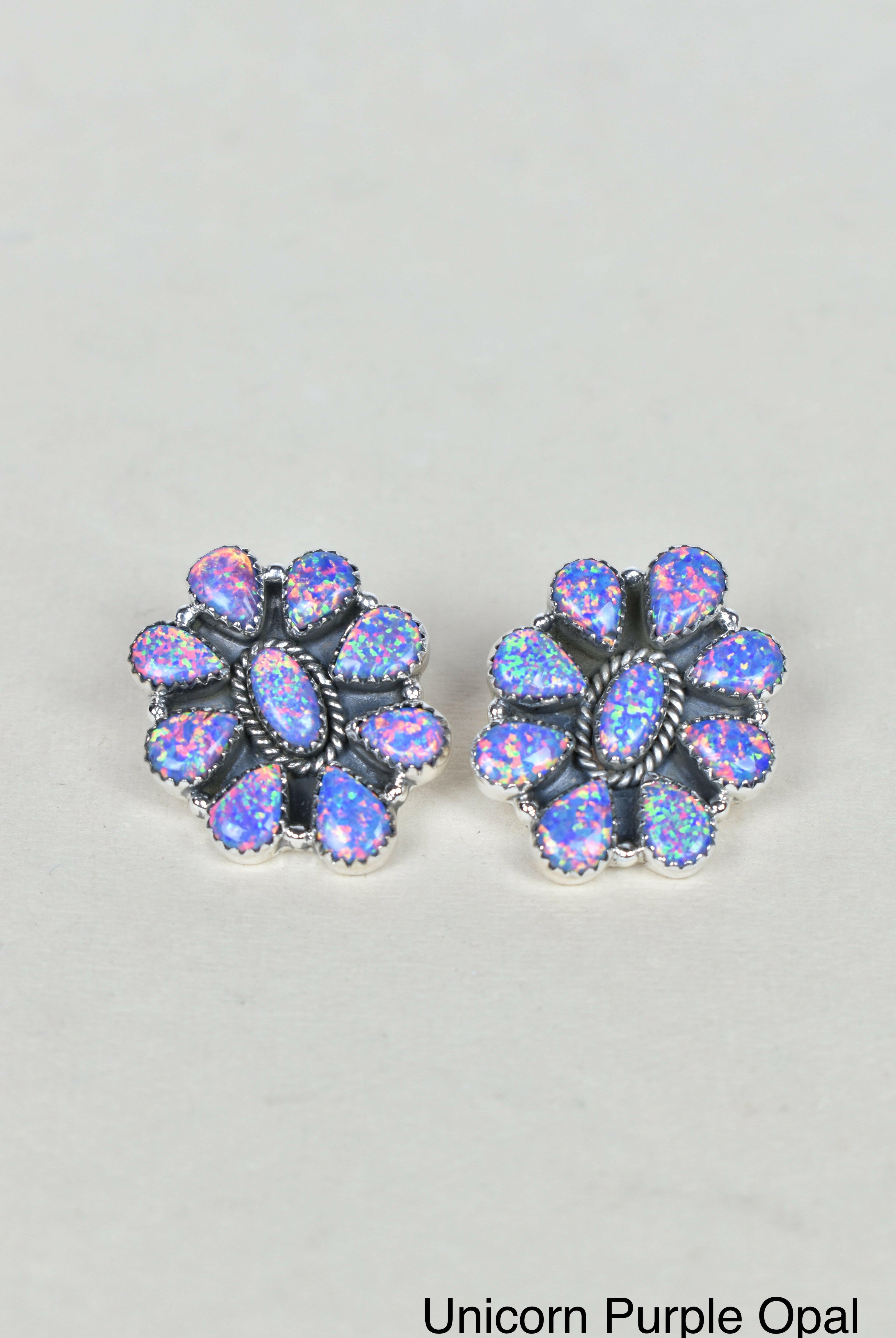 Stone Blossom Sterling Silver Earrings-Stud Earrings-Krush Kandy, Women's Online Fashion Boutique Located in Phoenix, Arizona (Scottsdale Area)